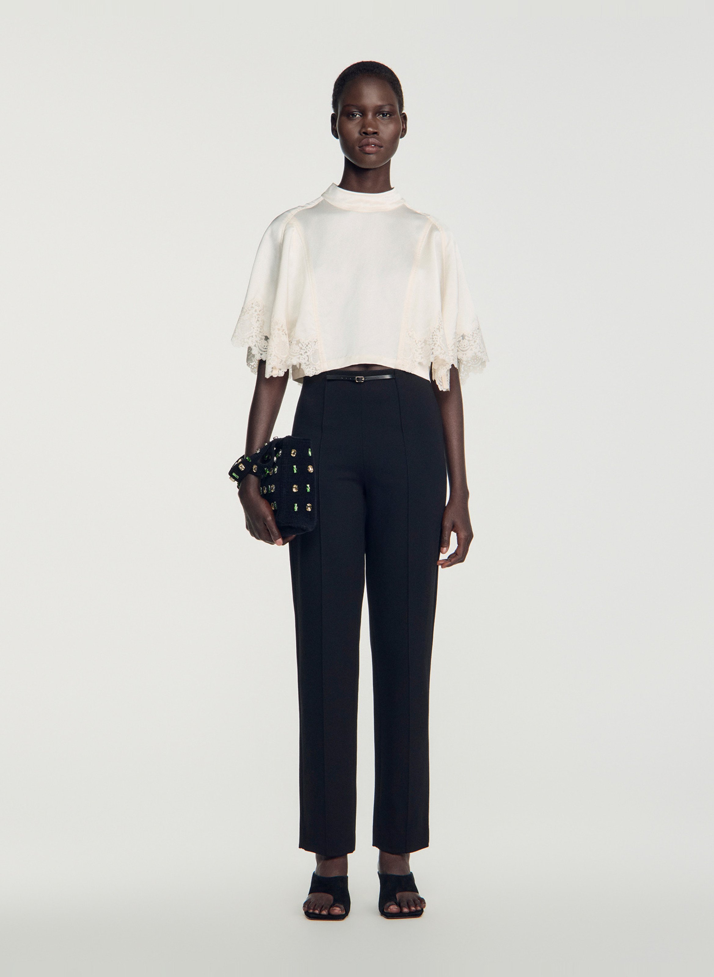 Pantalon droit taille haute SANDRO Noir