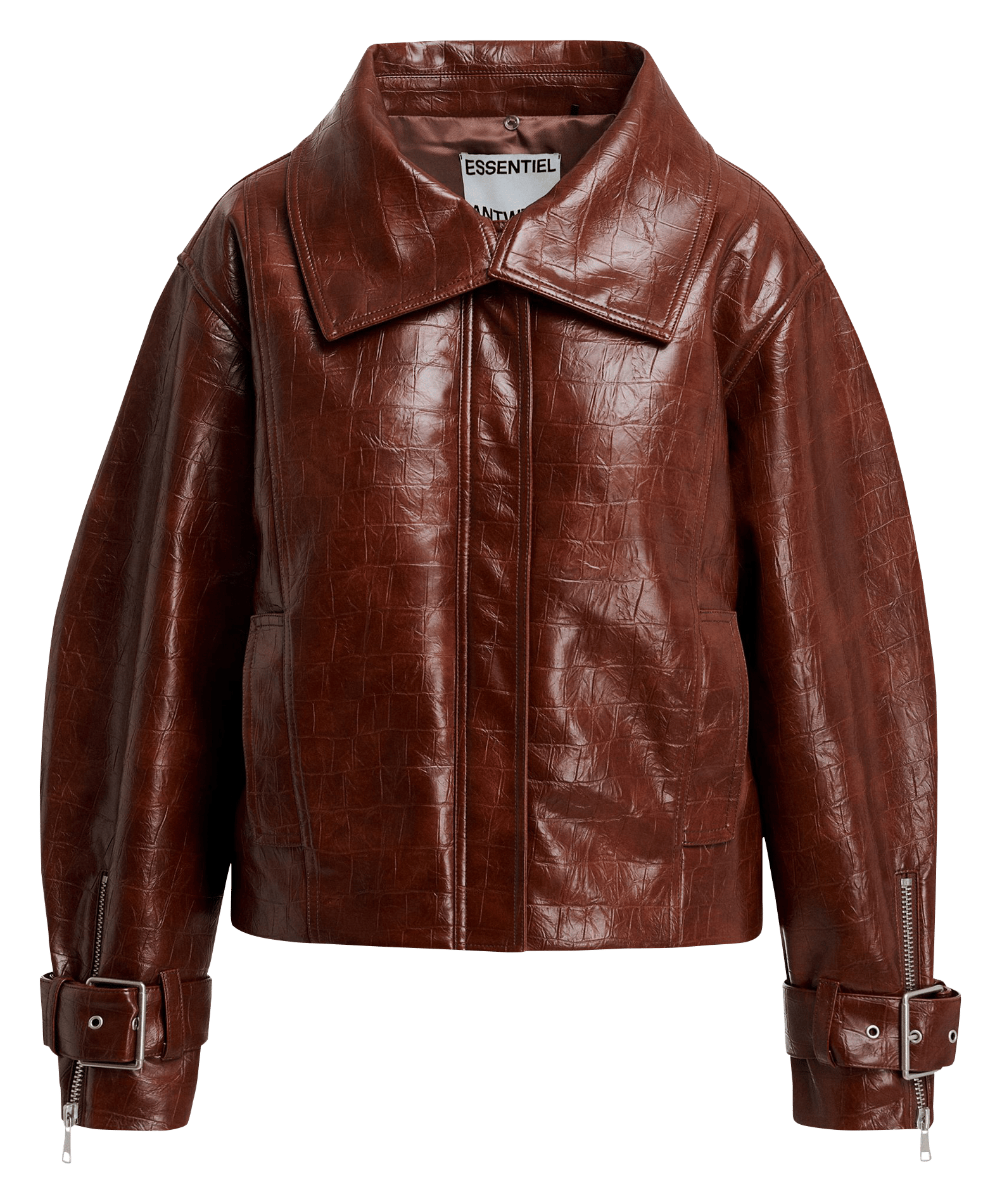 Chaqueta oversize con cuello de piel sintética ESSENTIEL ANTWERP Marron