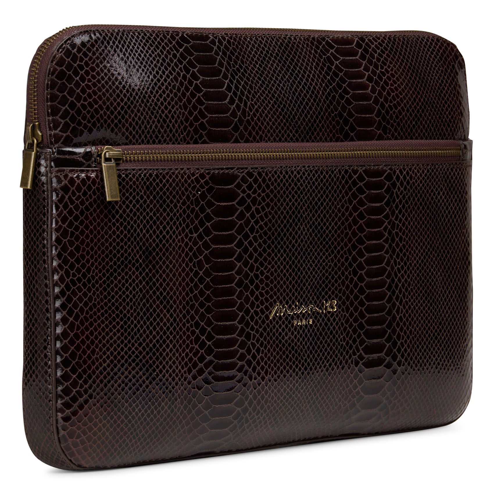 Bolso de mano de piel con cremallera MAISON 123 Marron