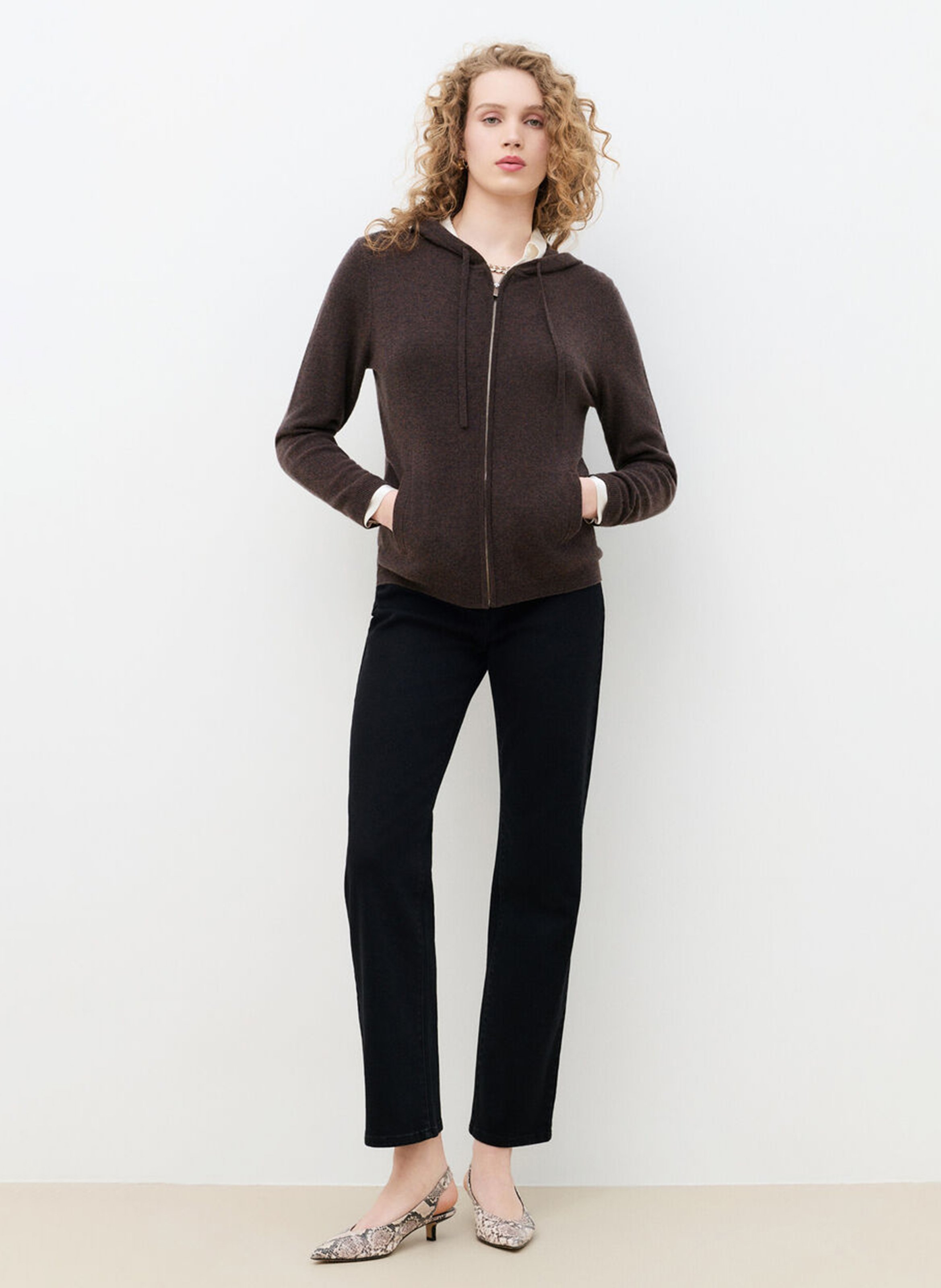 Sweat à capuche en laine et en cachemire mélangés | Marron CAROLL Femme