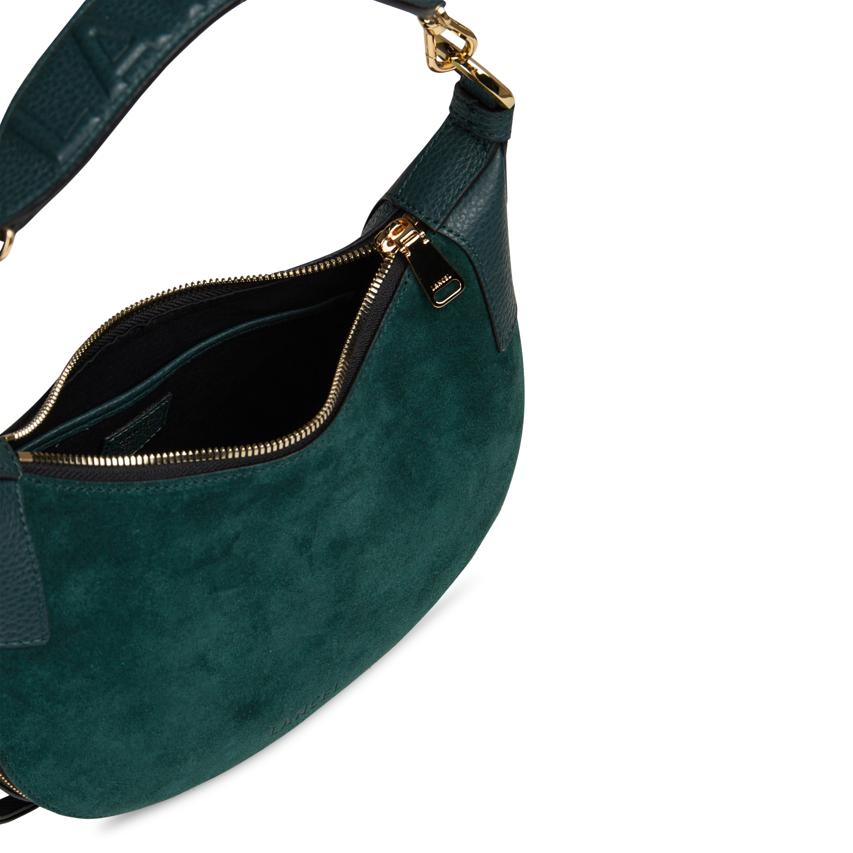 Sac Hobo zippé en cuir LANCEL Vert