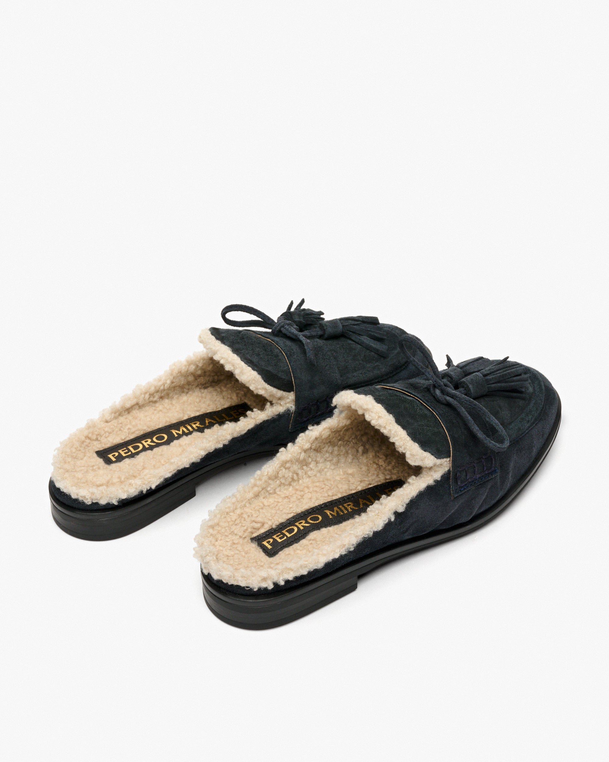 Navy blue suede mules. PEDRO MIRALLES Blue