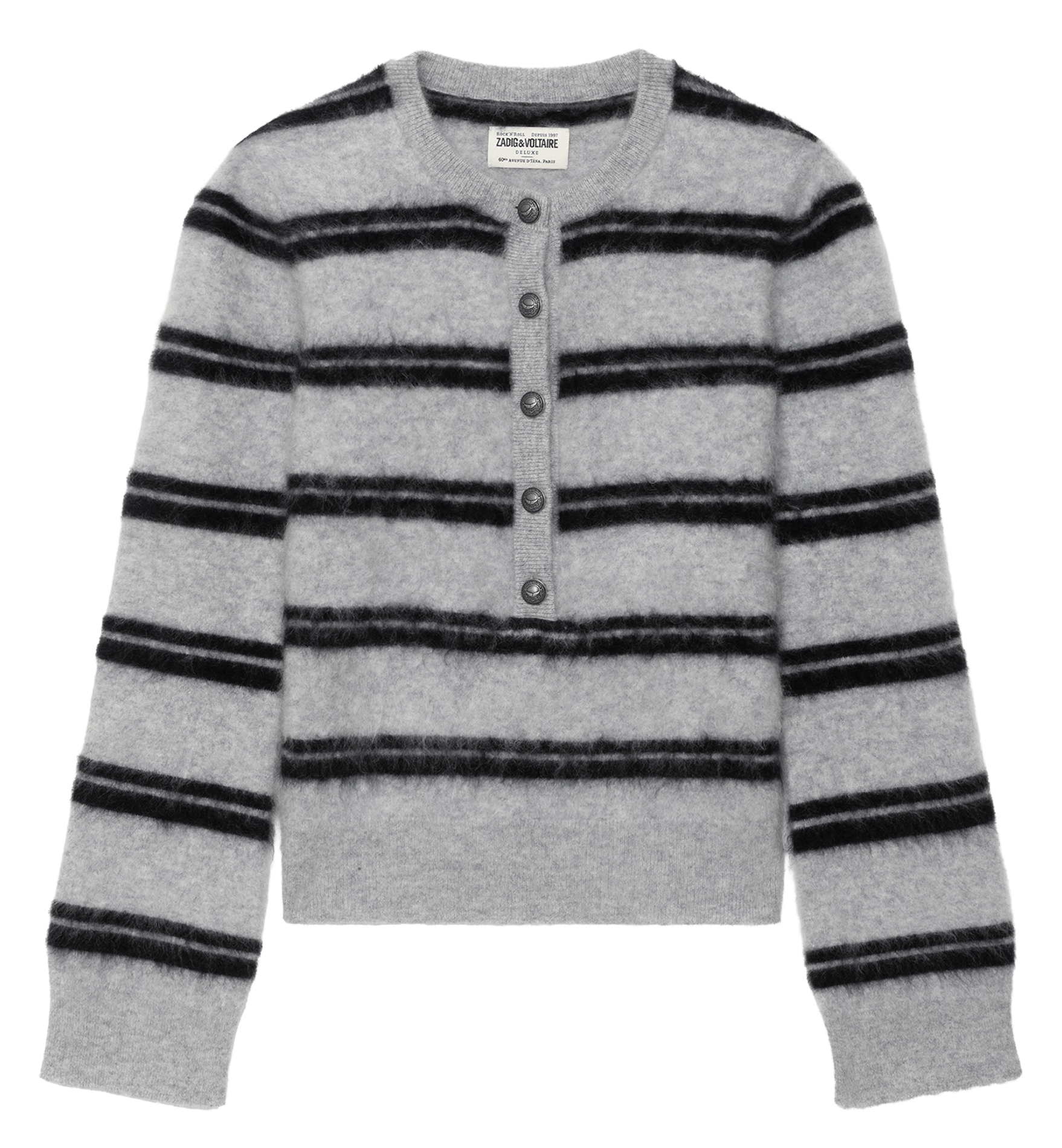 Pull droit rayé col rond en cachemire  ZADIG&VOLTAIRE Grey