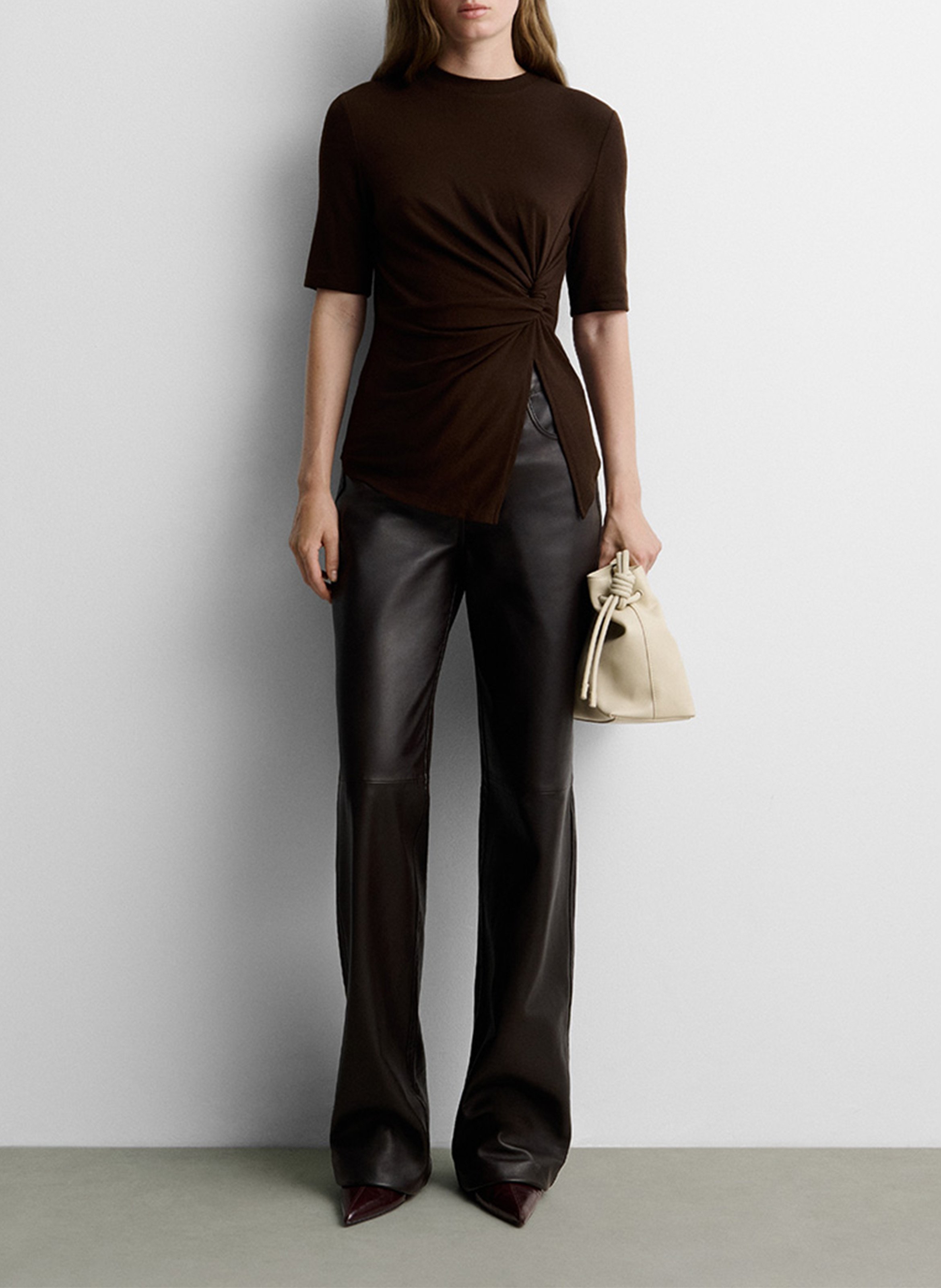 Fitted crew-neck T-shirt SIMORRA Brown