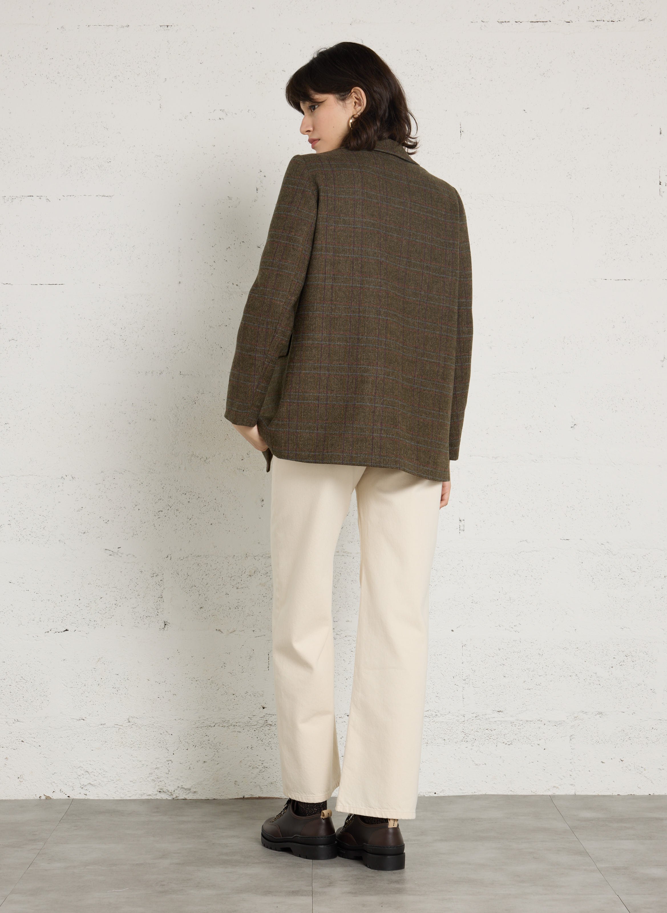 Straight checked blazer MAISON 123 Khaki