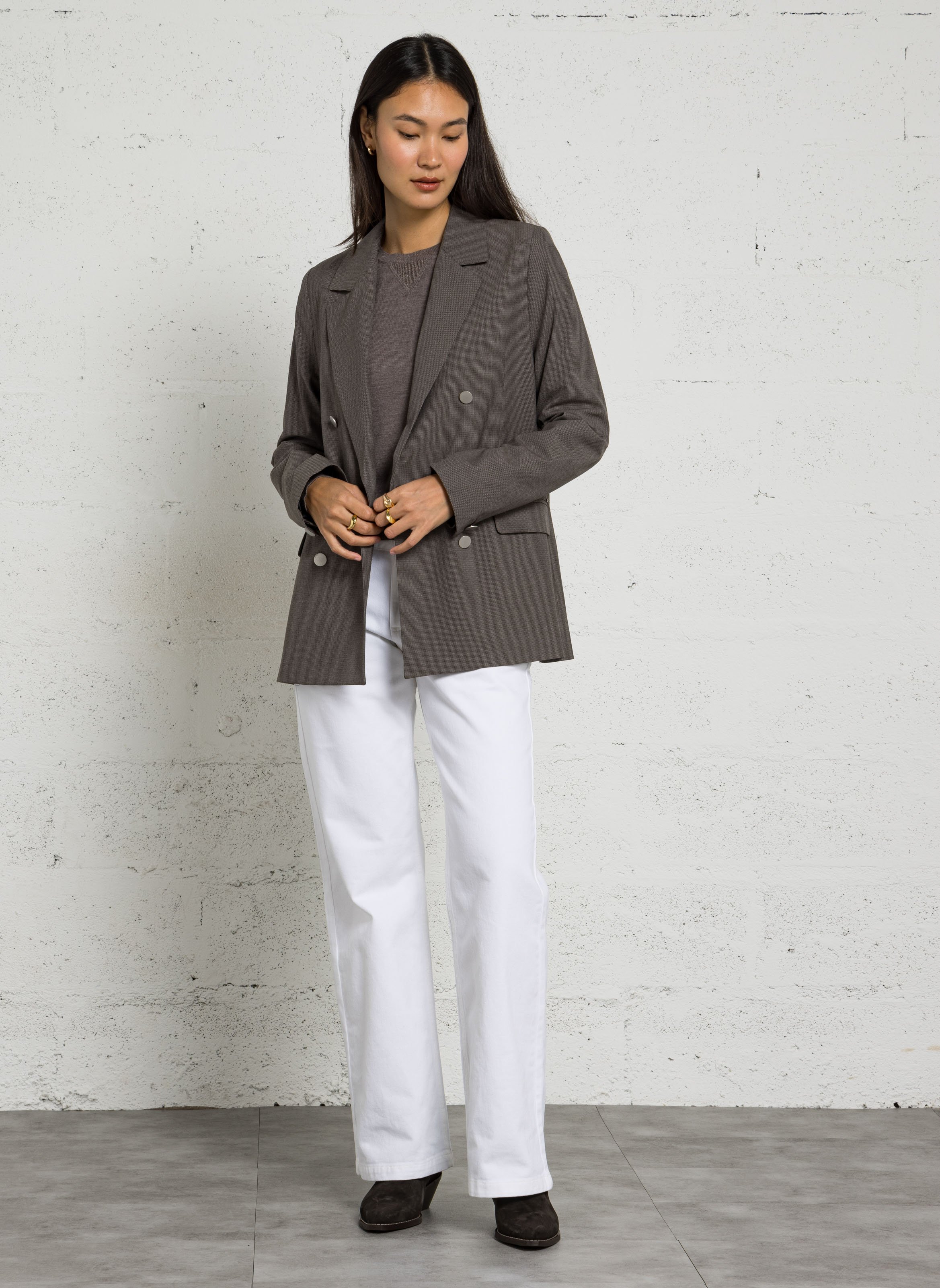 Gerade geschnittener Blazer mit Hahnentrittmuster IKKS Braun