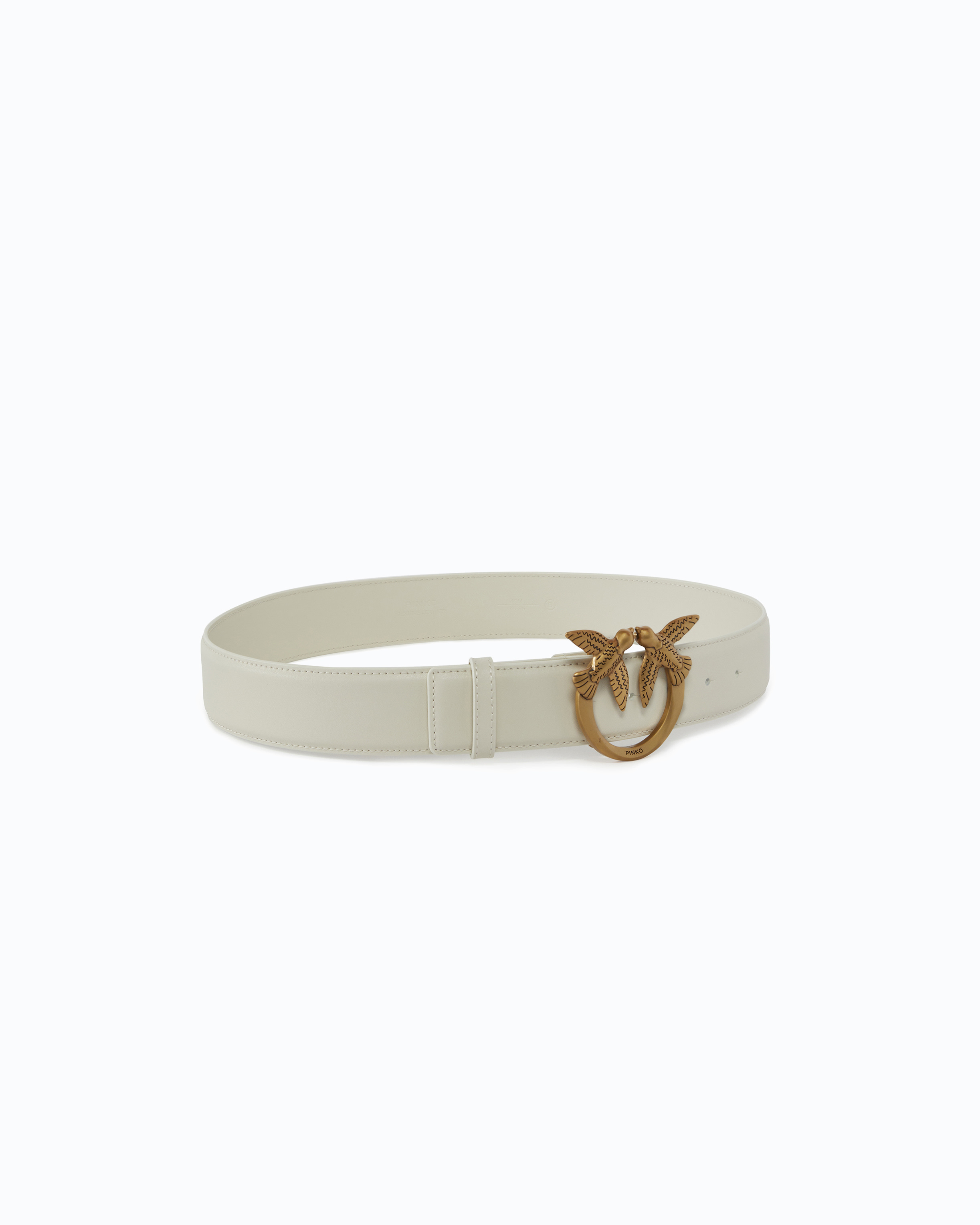 Ceinture large love birds en cuir 4cm PINKO Blanc