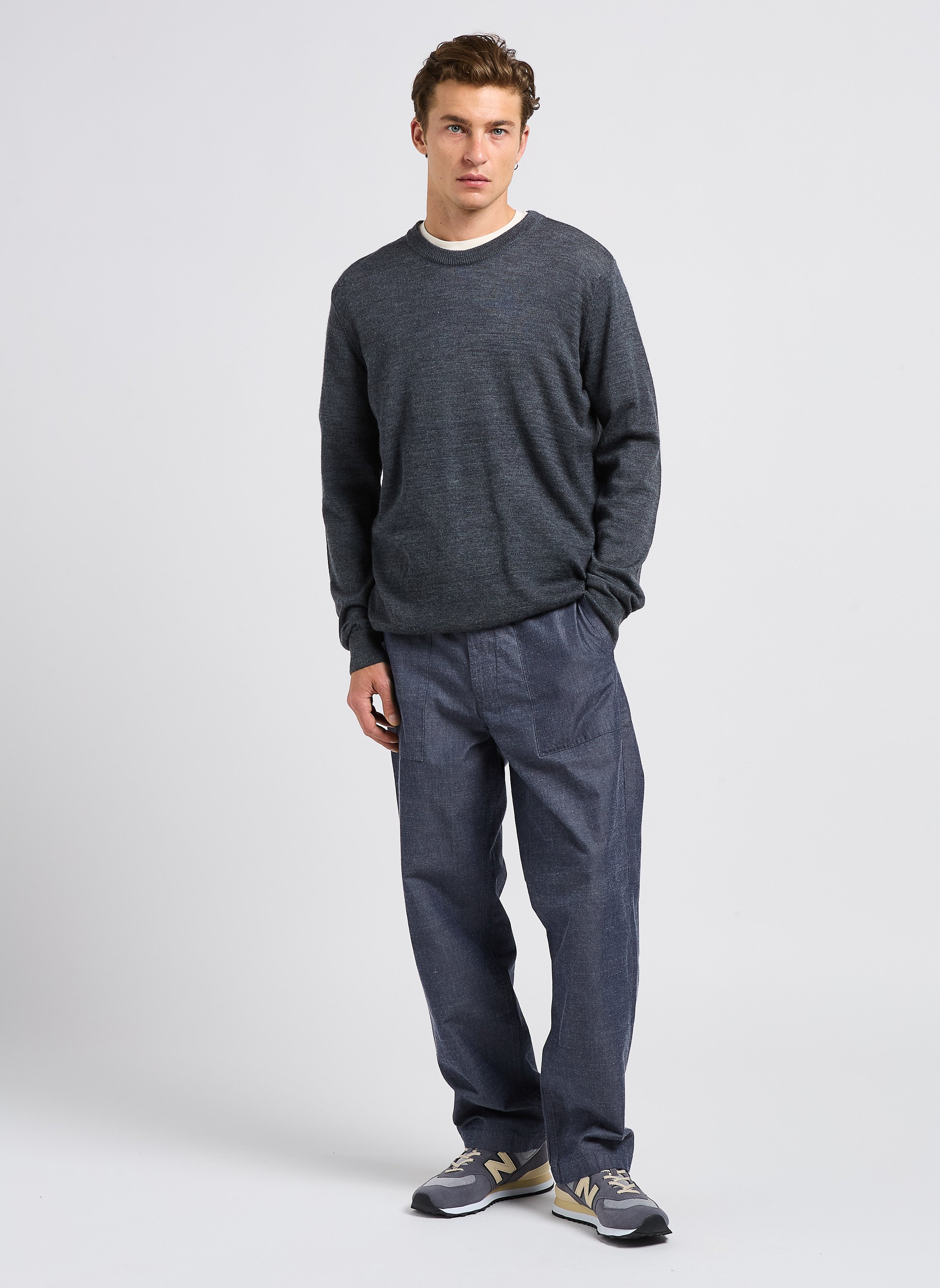 Pantalon droit en coton bio KNOWLEDGE COTTON APPAREL Bleu
