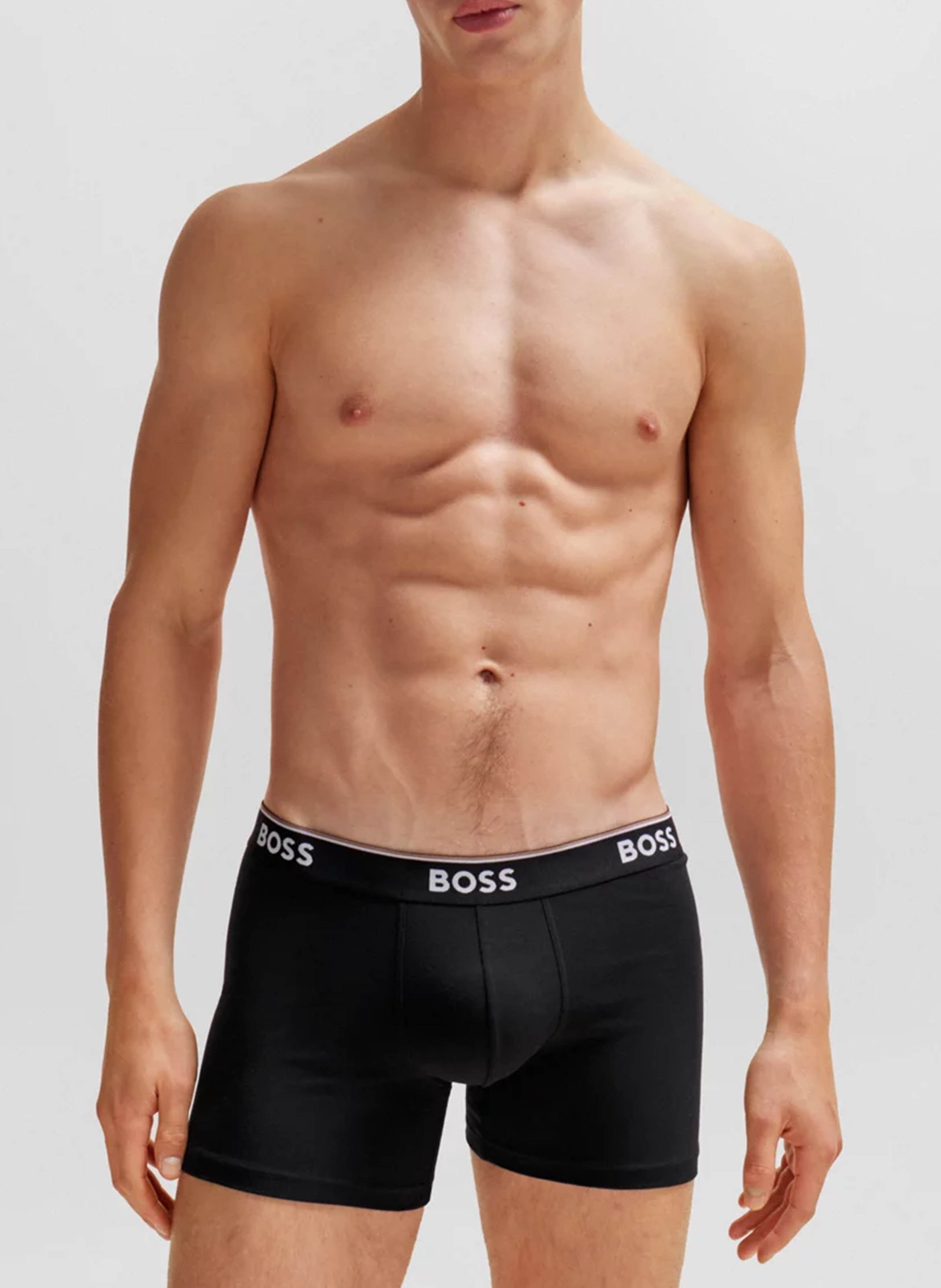 Pack of three pairs of stretch cotton boxers Silver