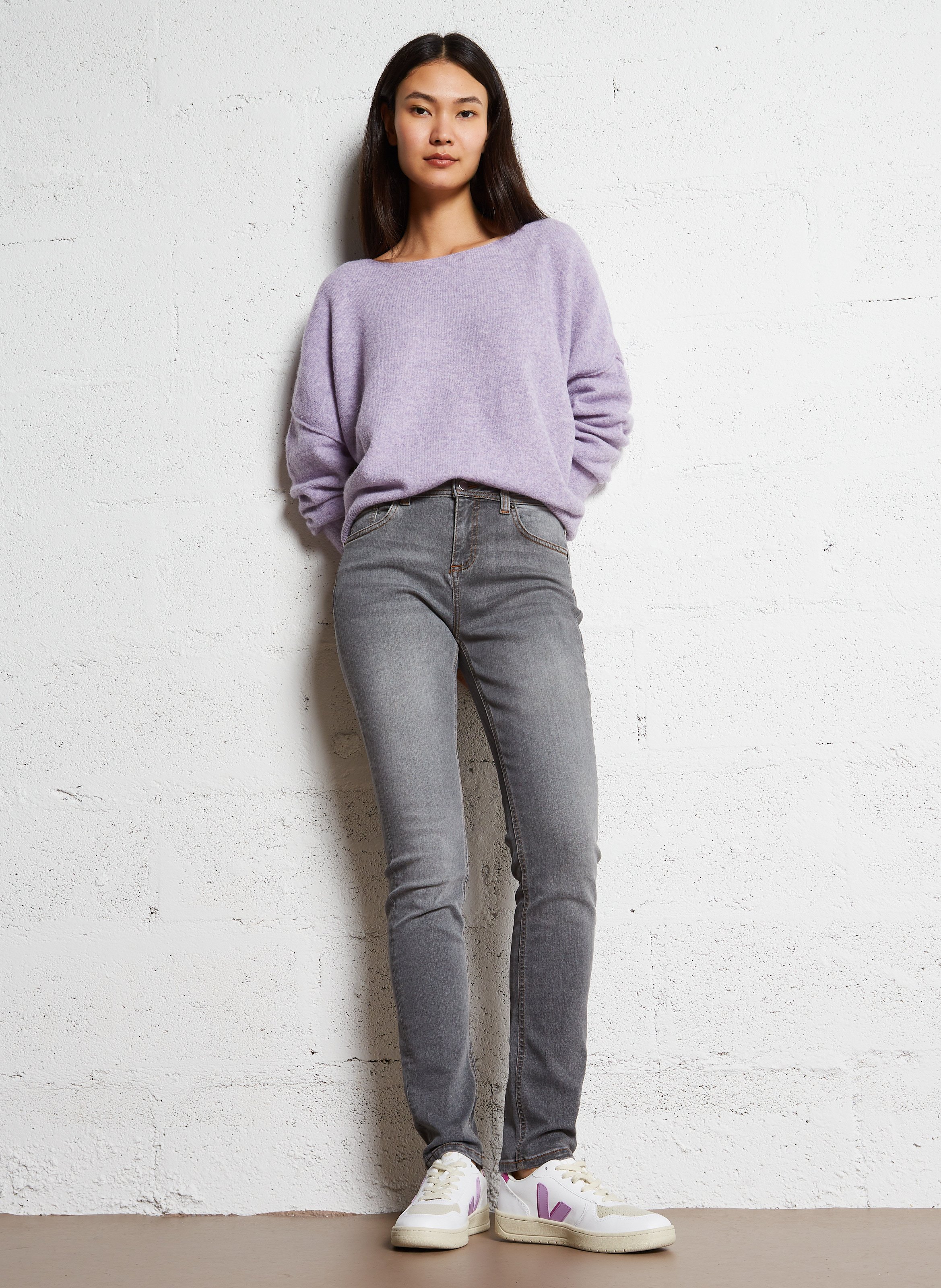 Blossom - Pullover mit U-Boot-Ausschnitt aus Wollmix Violett