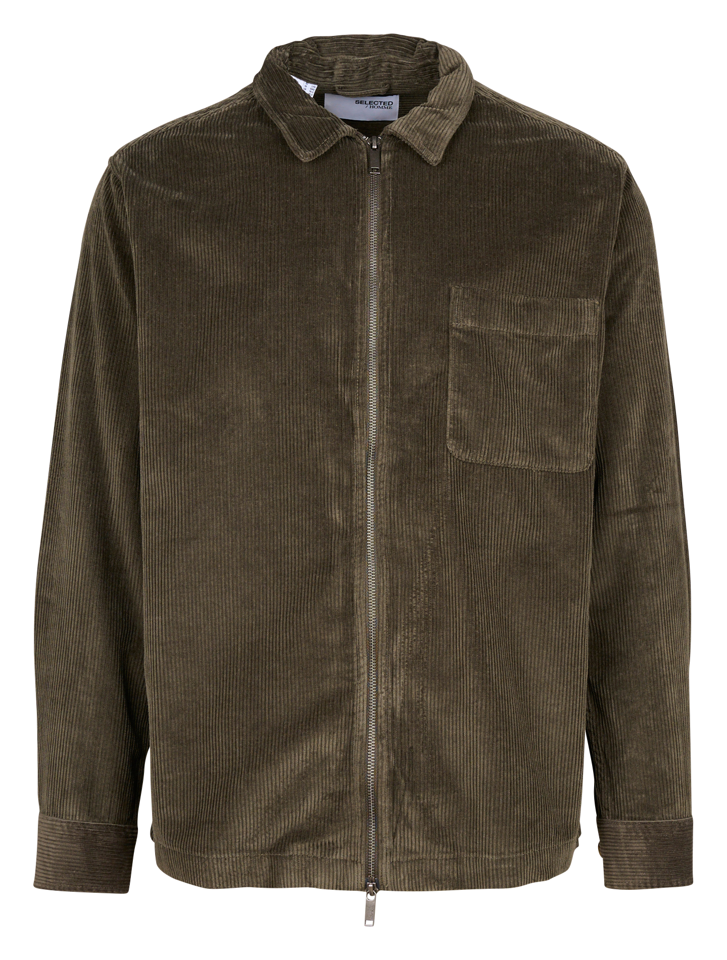 Surchemise zippée en velours côtelé SELECTED Vert