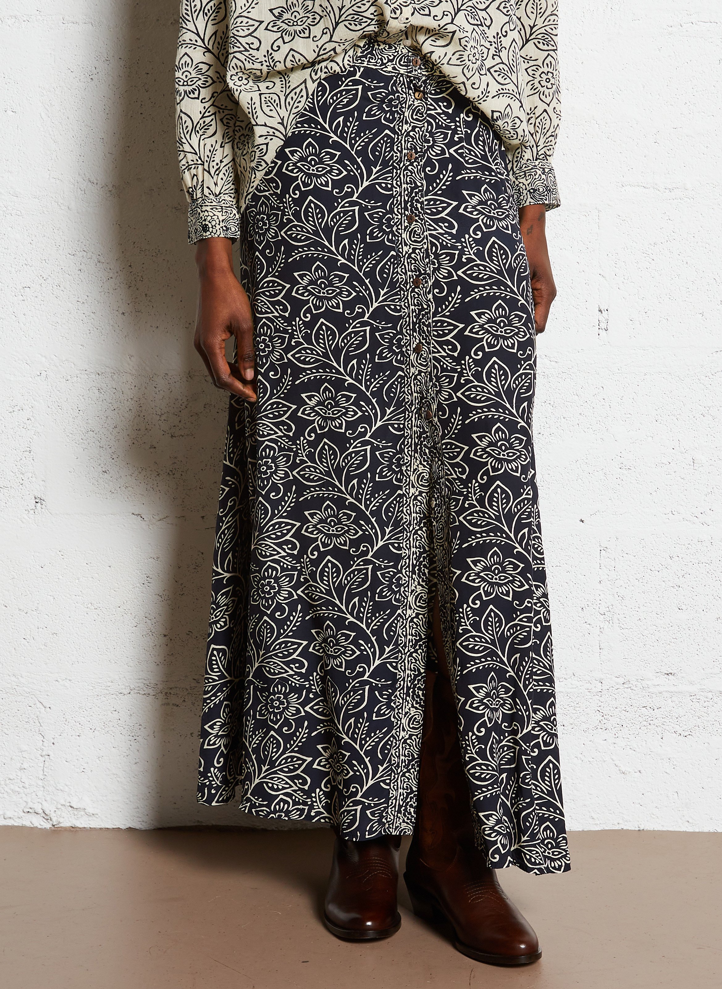 Kurzer Rock mit Print MAISON HOTEL Schwarz