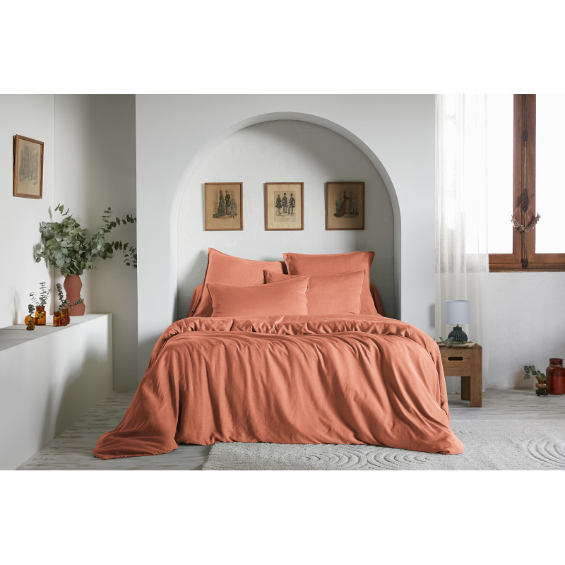 "Lysandre" duvet cover, all sizes, made of lyocell, butterfly effect L'EFFET PAPILLON Red