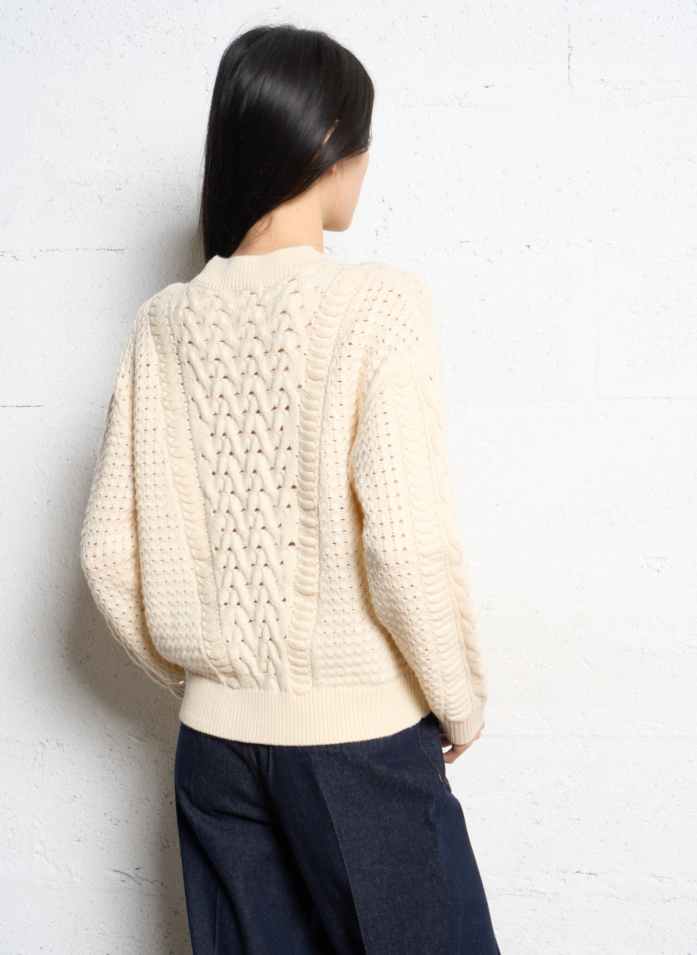 Kurzärmliger Pullover mit Rundhalsausschnitt SUNCOO Weiss