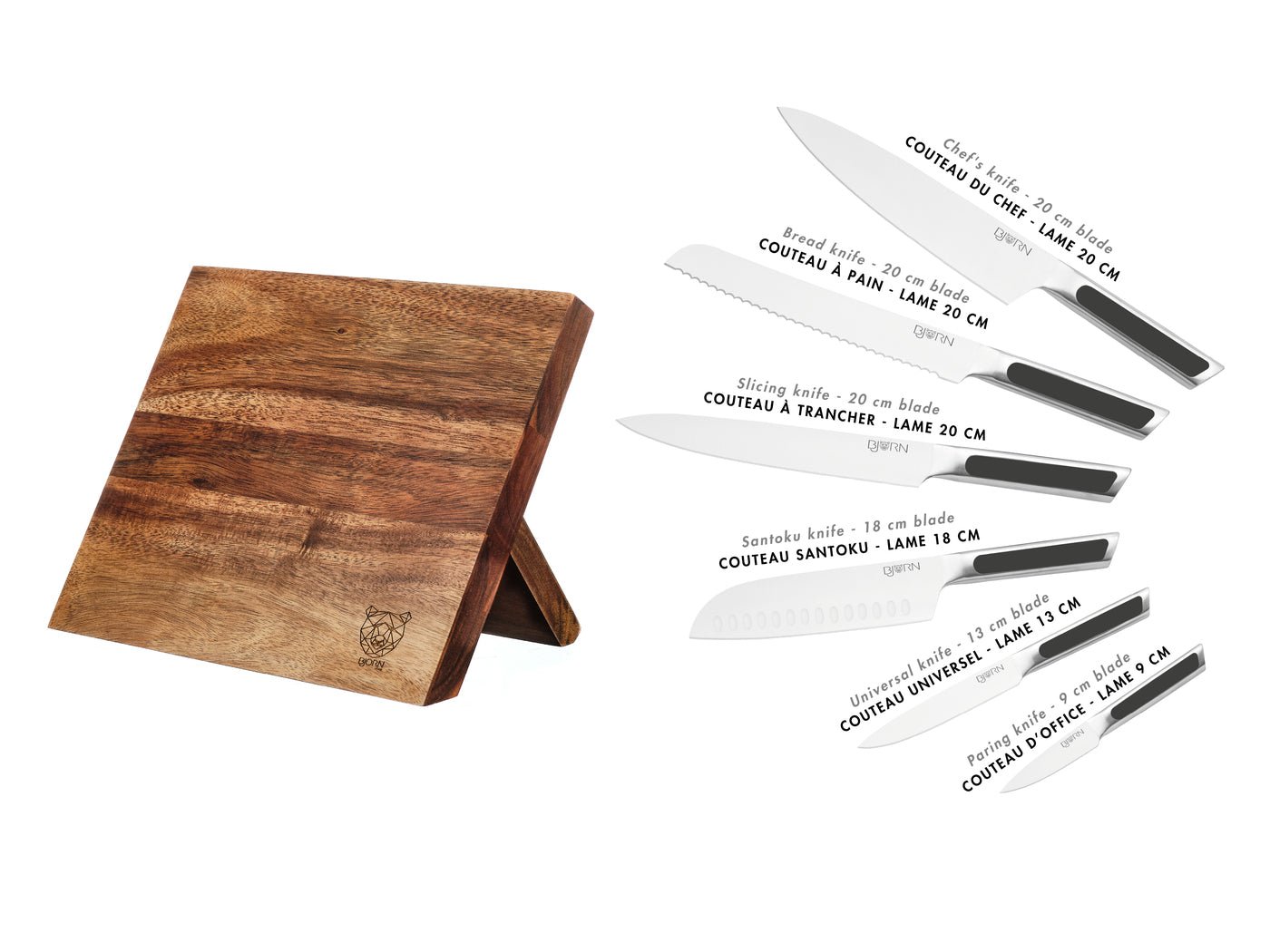 Loki Vantaa kitchen knife set - 7 pieces BJORN Black