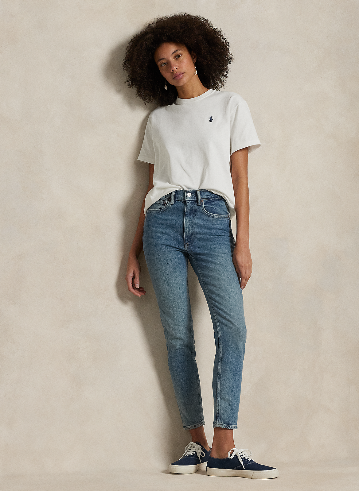 Tee-shirt col rond en coton POLO RALPH LAUREN Blanc