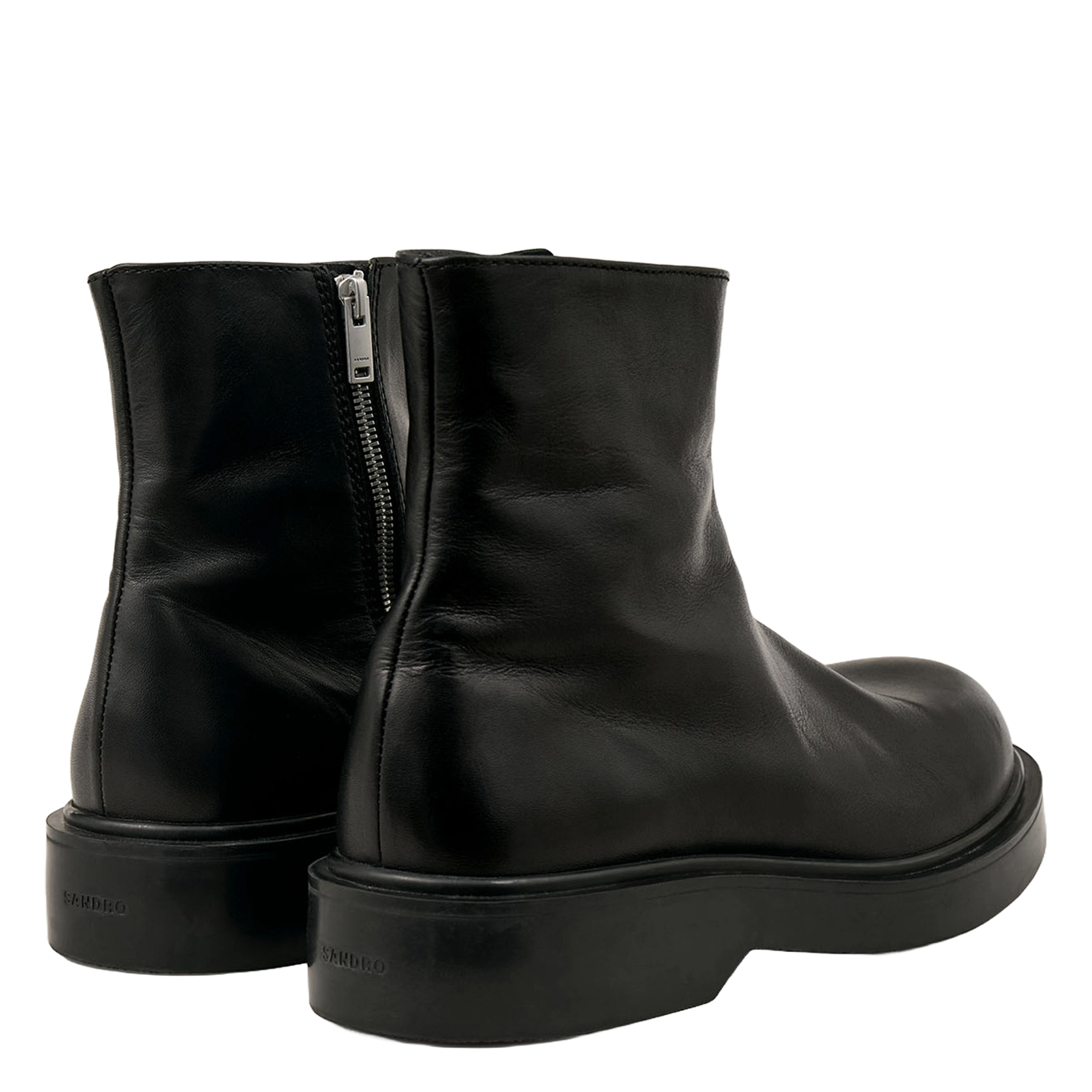 Effen leren laarzen SANDRO Zwart