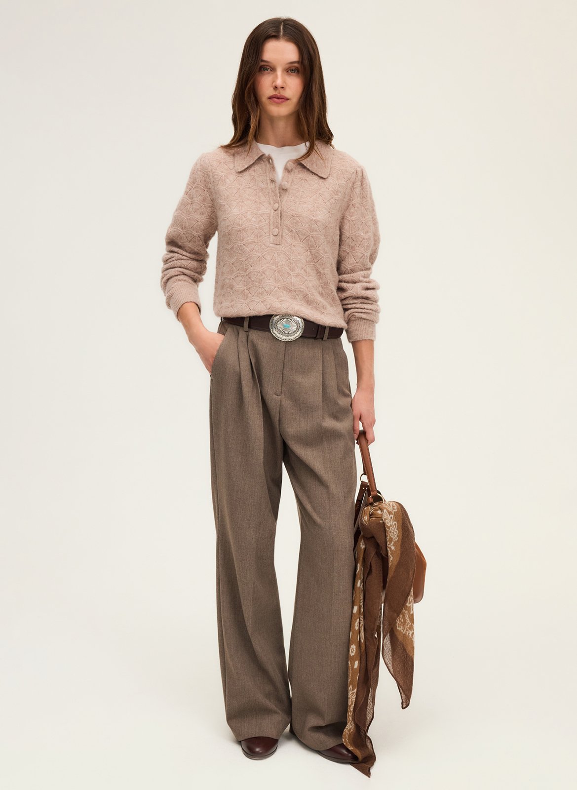 Pull col polo PABLO Beige