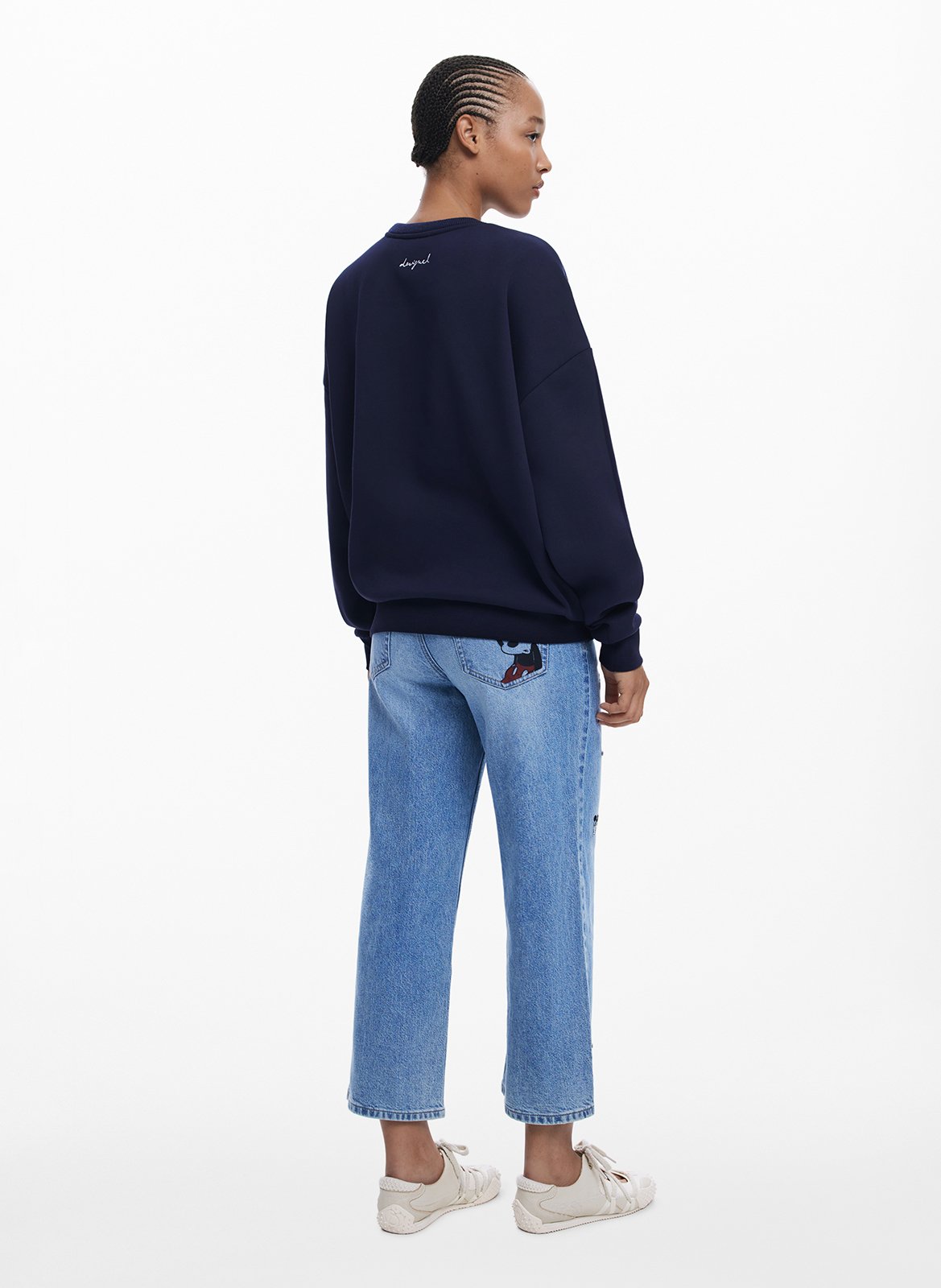 Sweat col rond en coton mélangé DESIGUAL Bleu