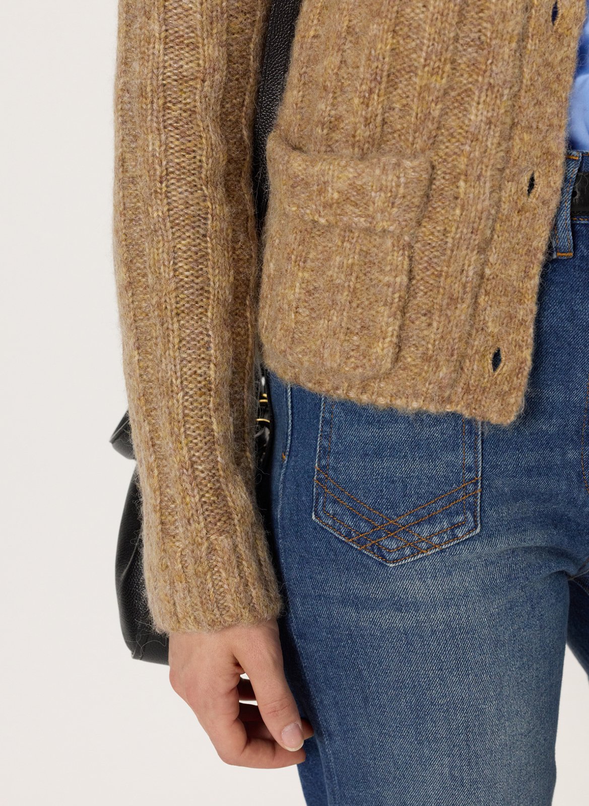 Round-neck wool-blend cardigan GERARD DAREL Brown