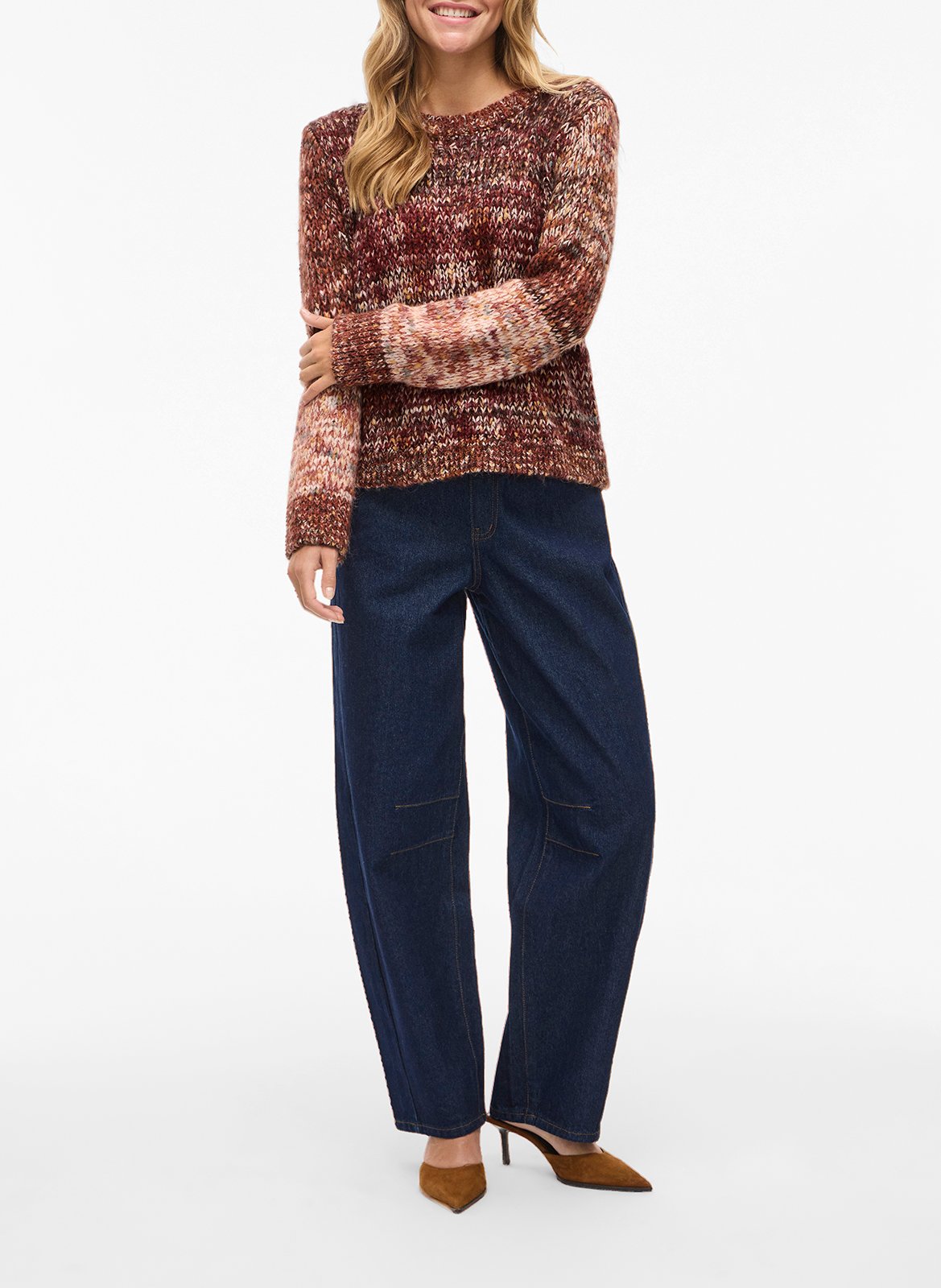 Pull droit col rond en maille VILA Prune