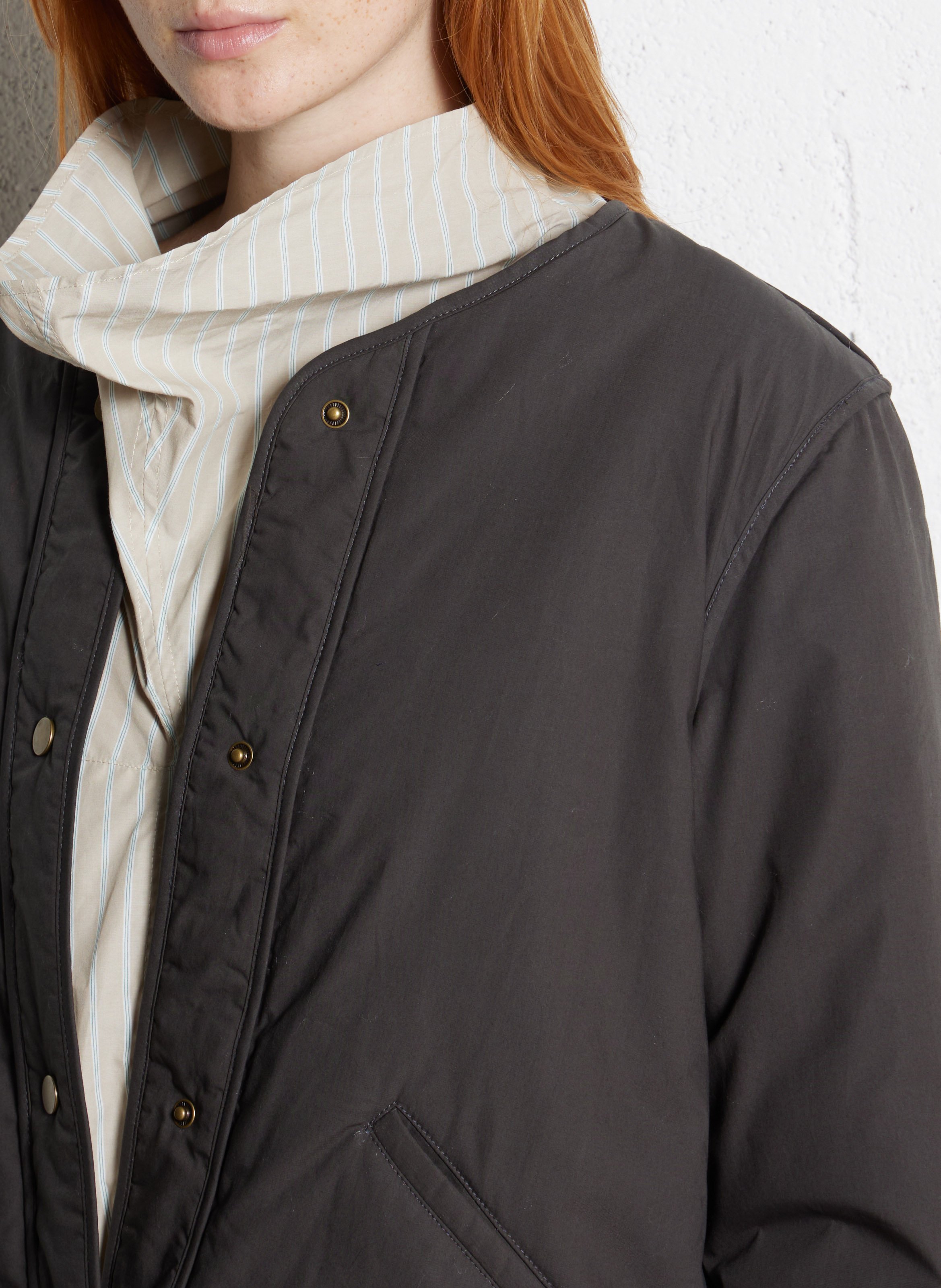 Blouson droit col V en coton SOEUR Gris