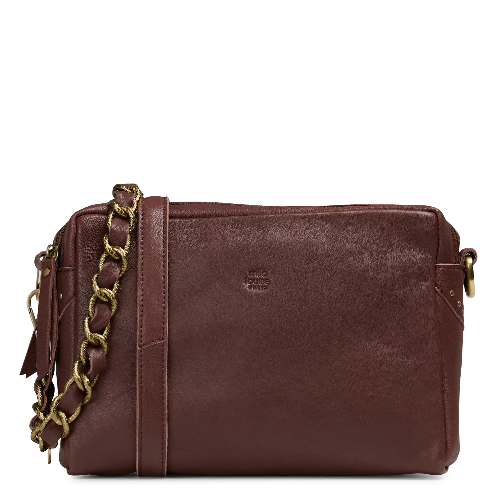 Leren clutch MILA LOUISE Bruin