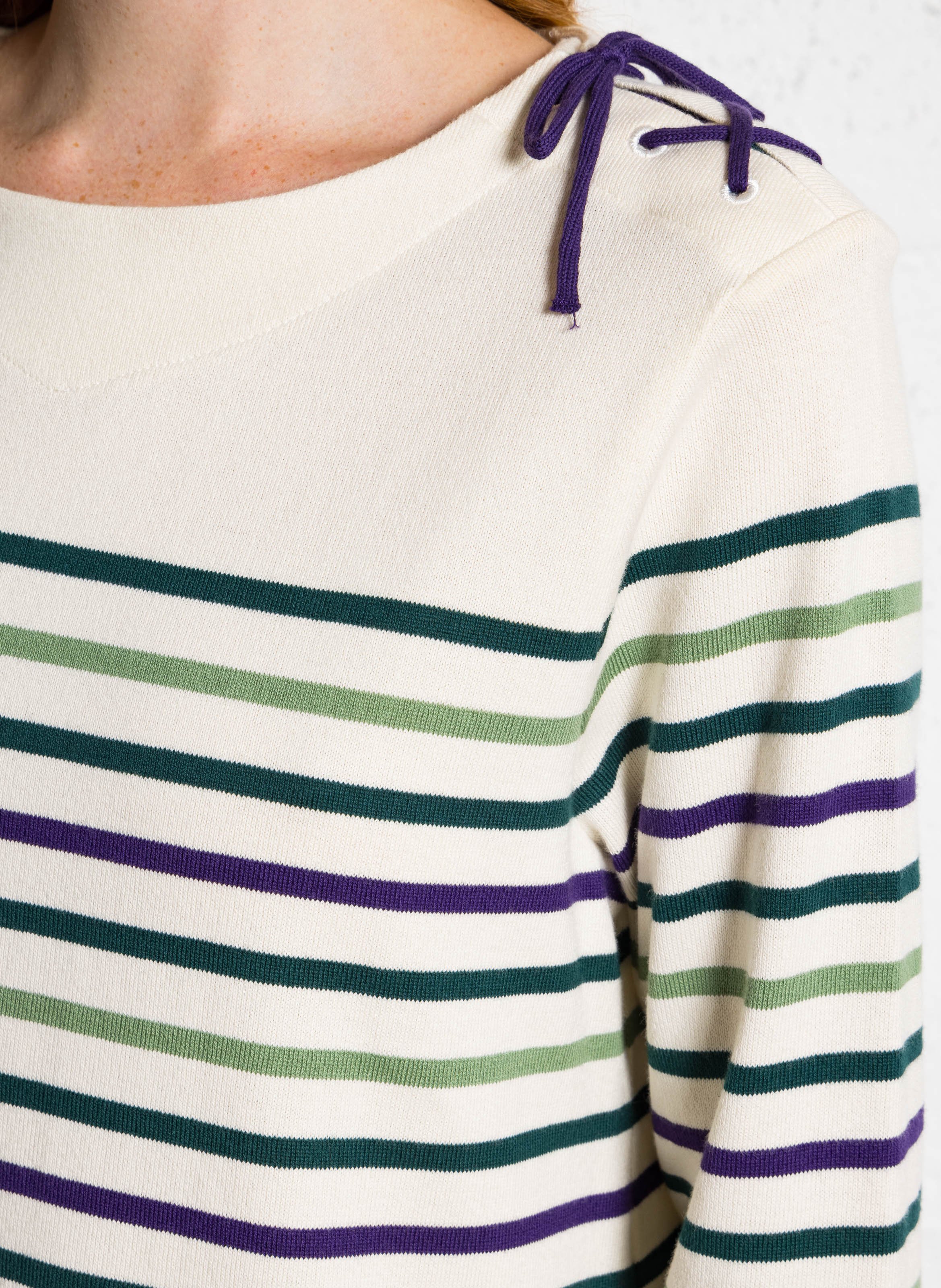 Top manches longues à rayures en coton ARMOR LUX Beige