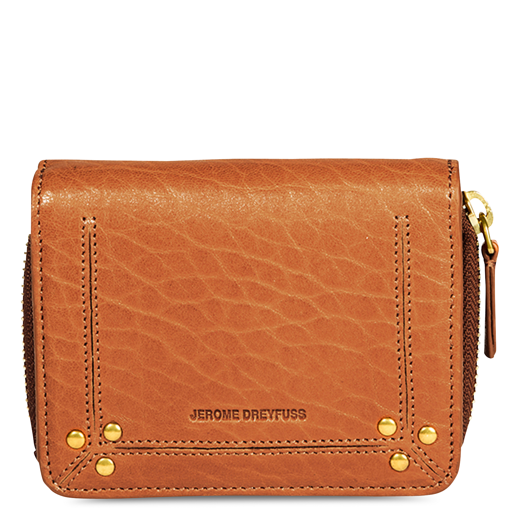 Portefeuille zippé en cuir JEROME DREYFUSS Marron