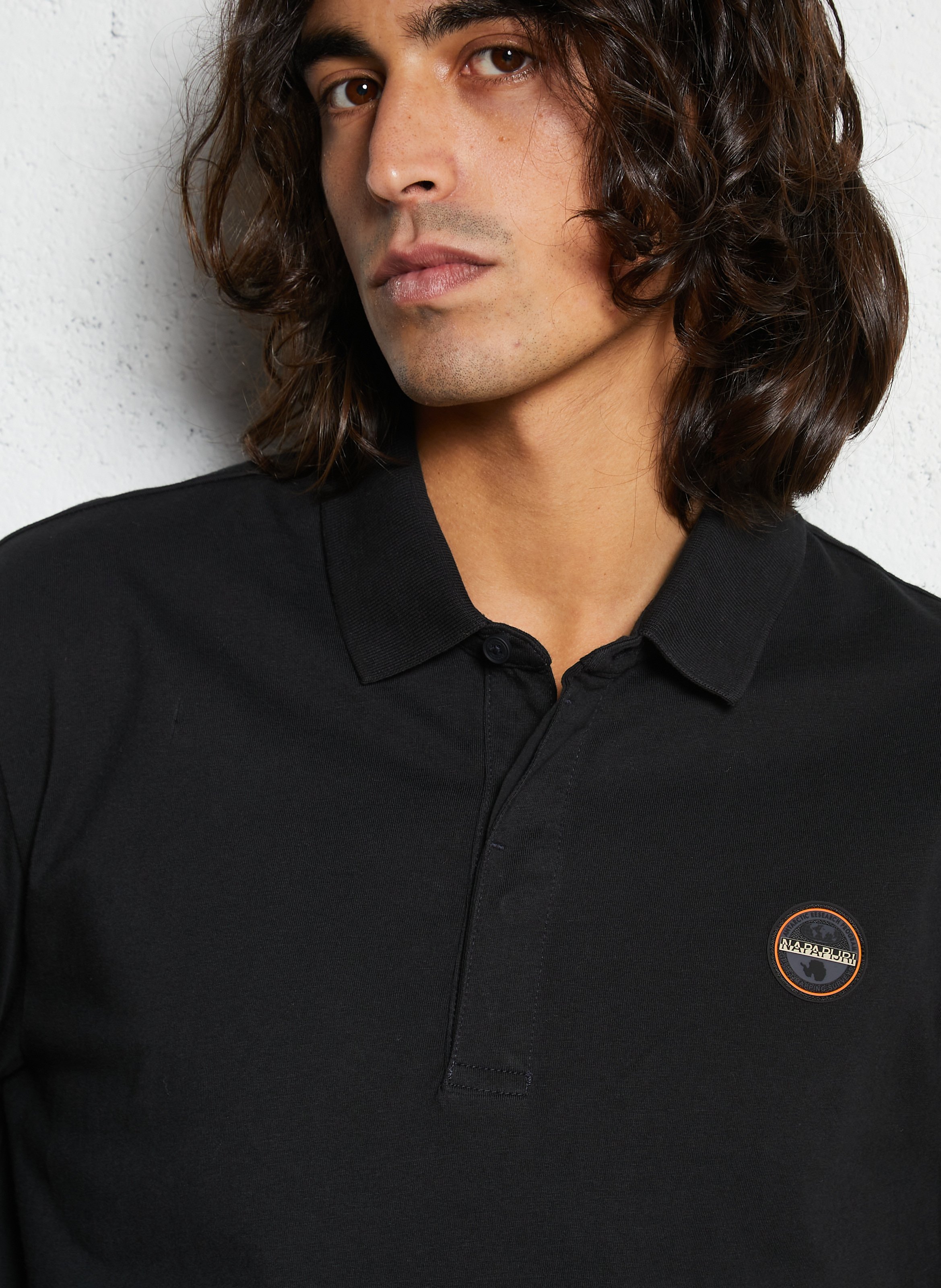 Rechte katoenen polo NAPAPIJRI Zwart