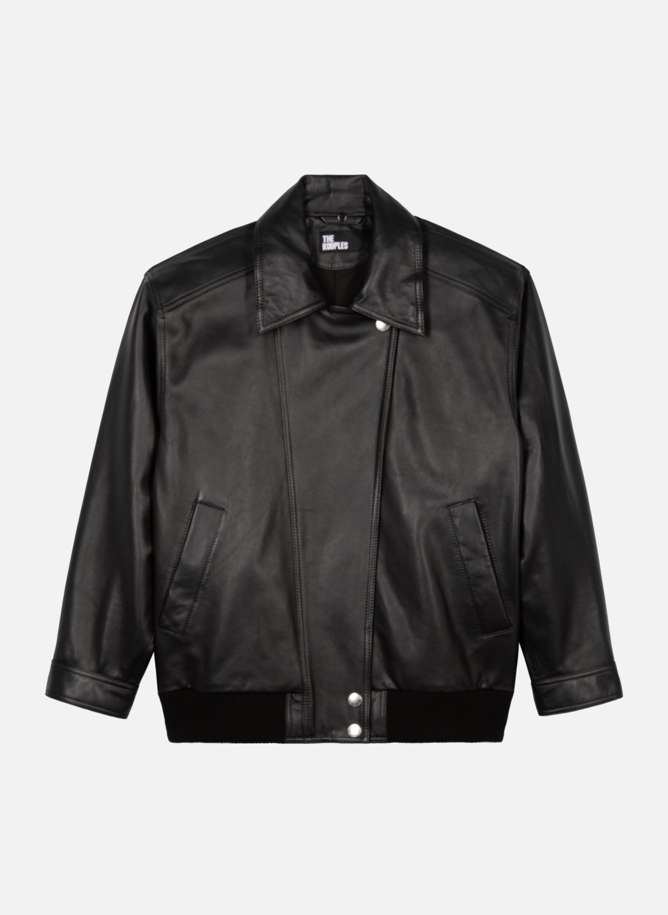 Leather jacket with removable fur collar THE KOOPLES Black