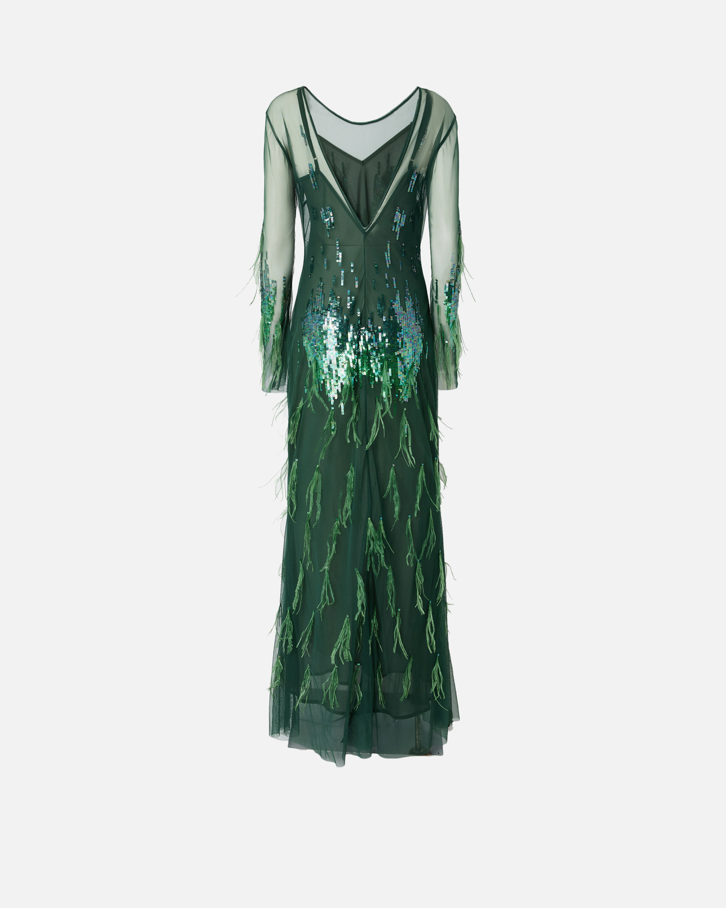 Sequin and Feather Dress PINKO Multicolored