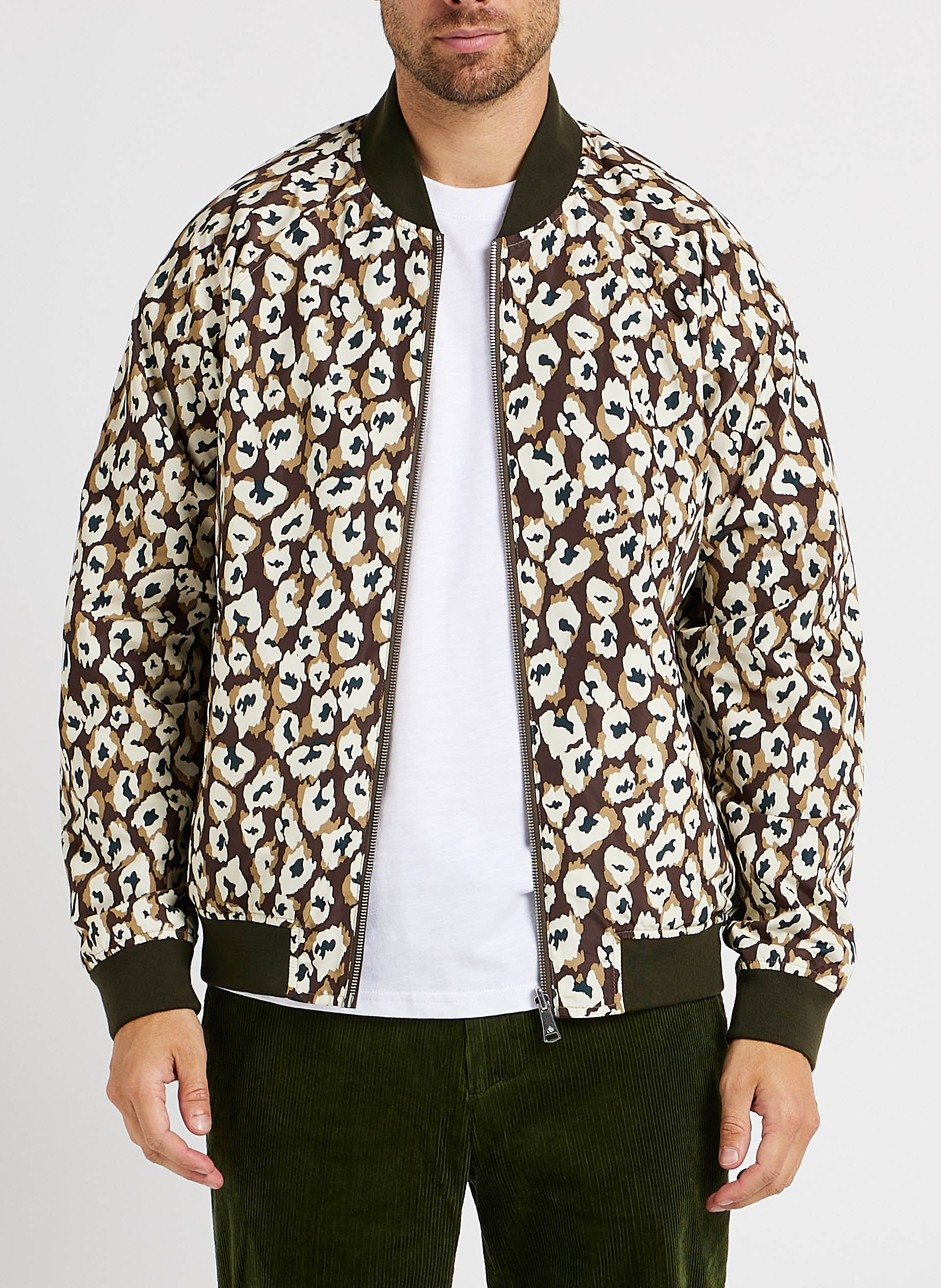 Blouson col rond à imprimé léopard réversible SCOTCH AND SODA Kaki