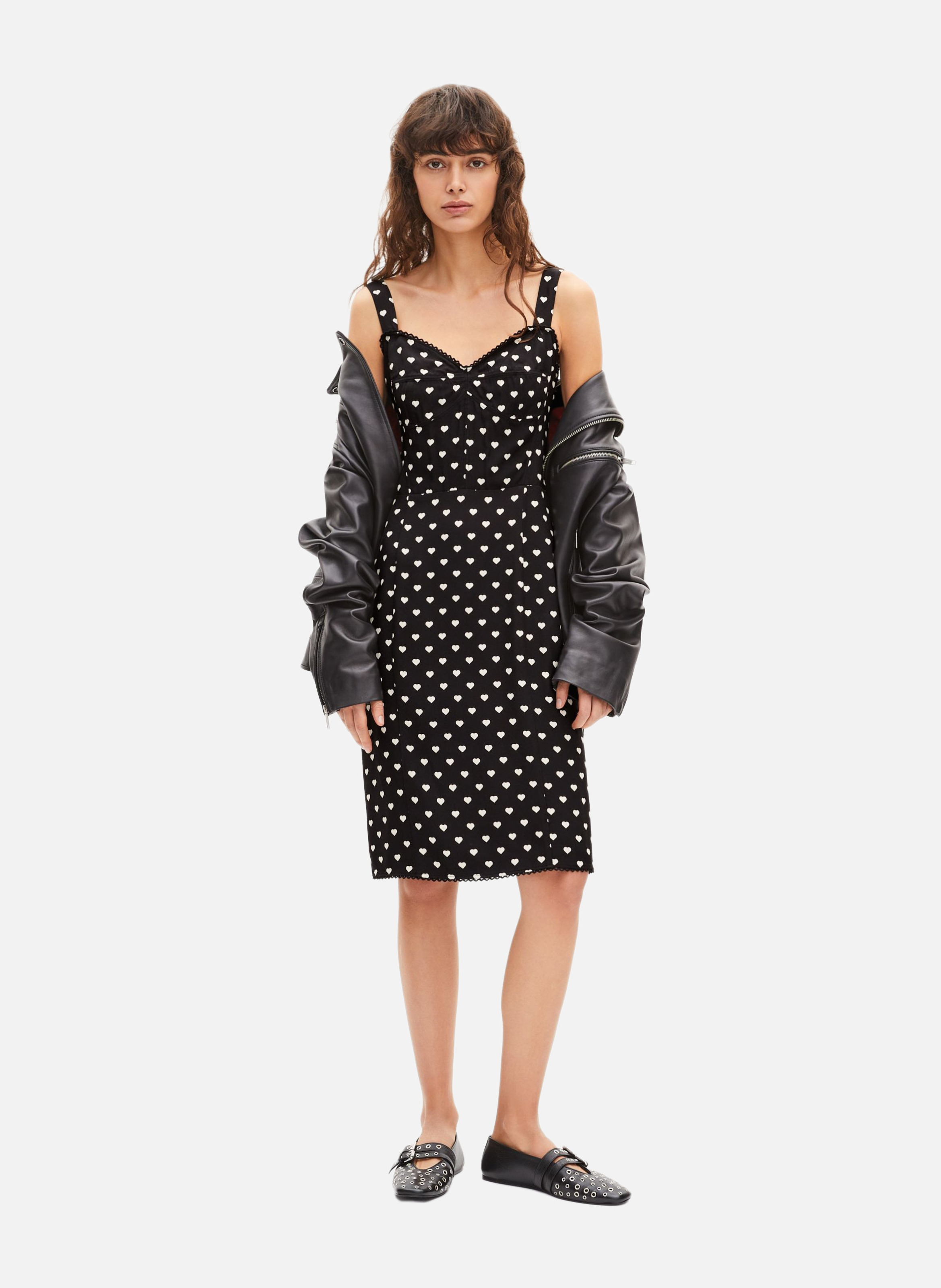 Short dress with corset effect and heart print THE KOOPLES Black