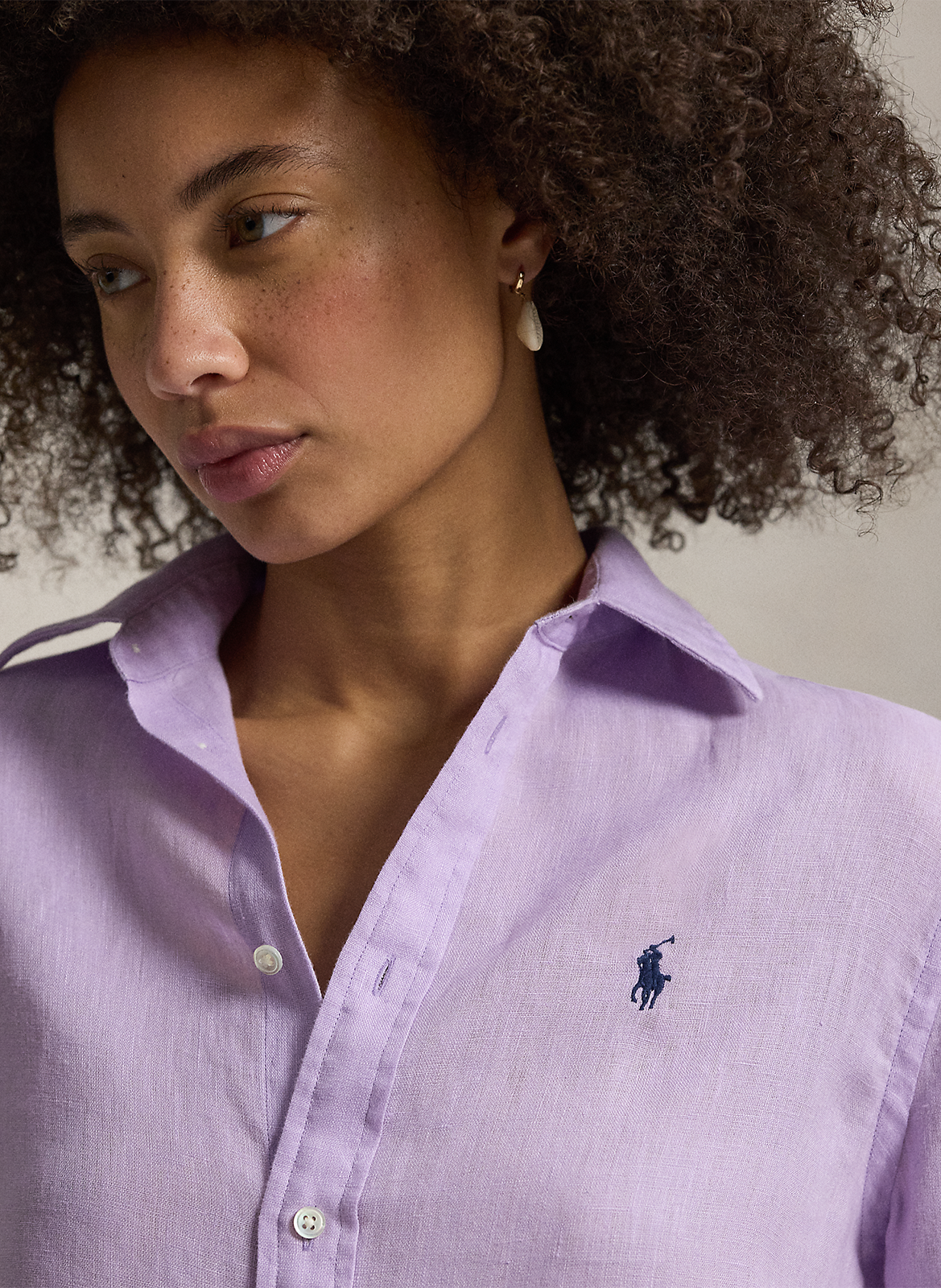 Straight linen shirt POLO RALPH LAUREN Purple