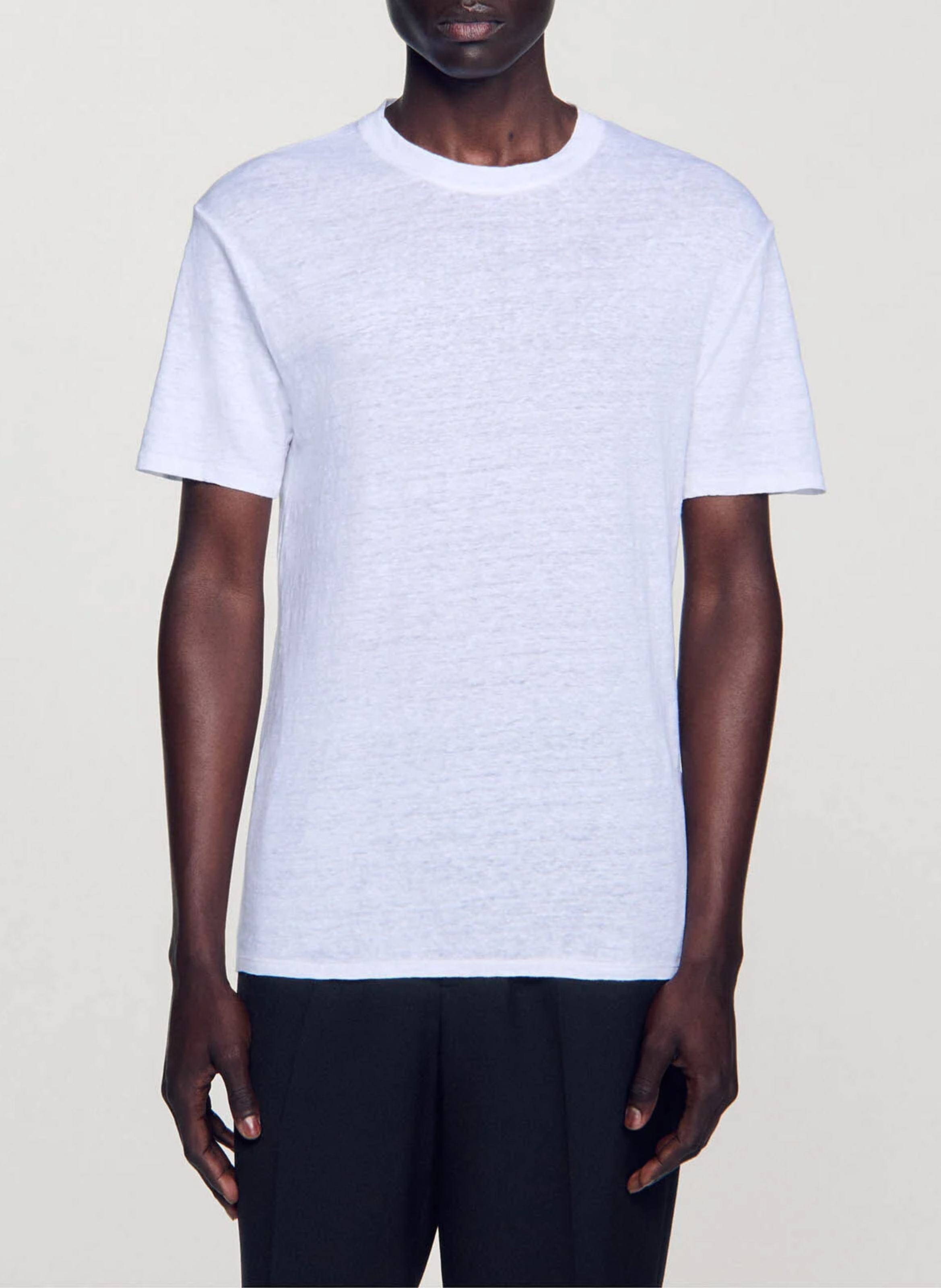 Tee-shirt col rond regular-fit en lin SANDRO