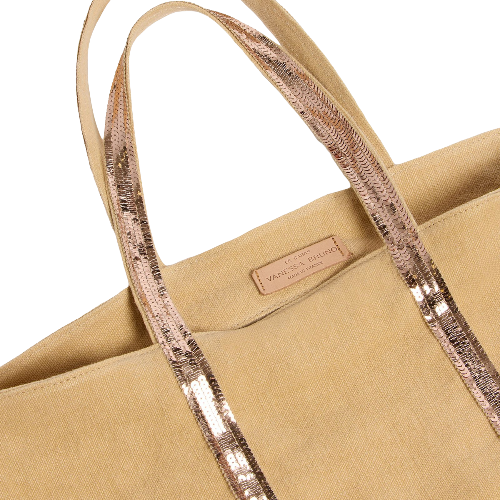 Shopping bag in lino con paillettes Marrone