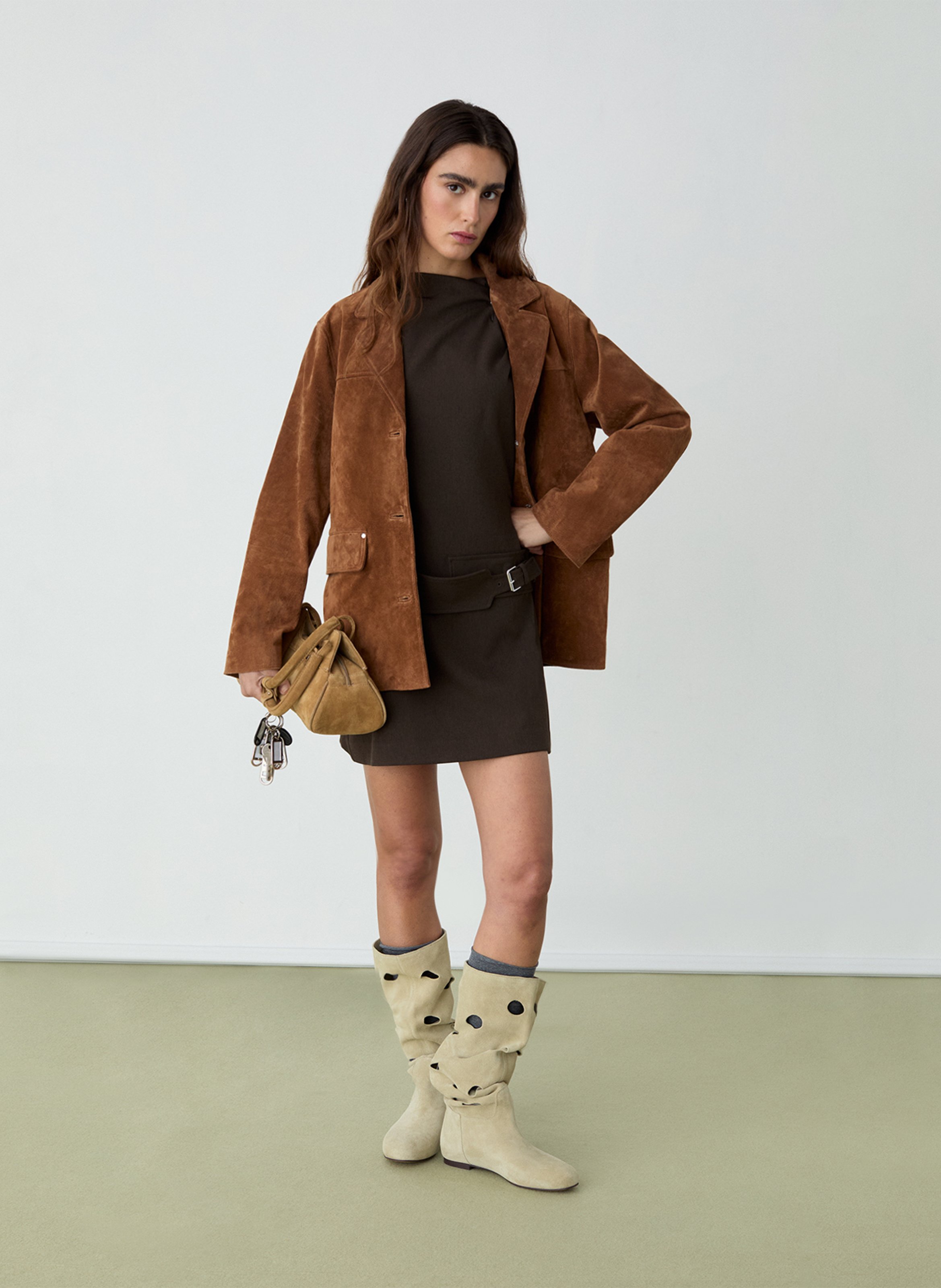 Camisón de mezcla de algodón con cuello redondo LAAGAM Marron