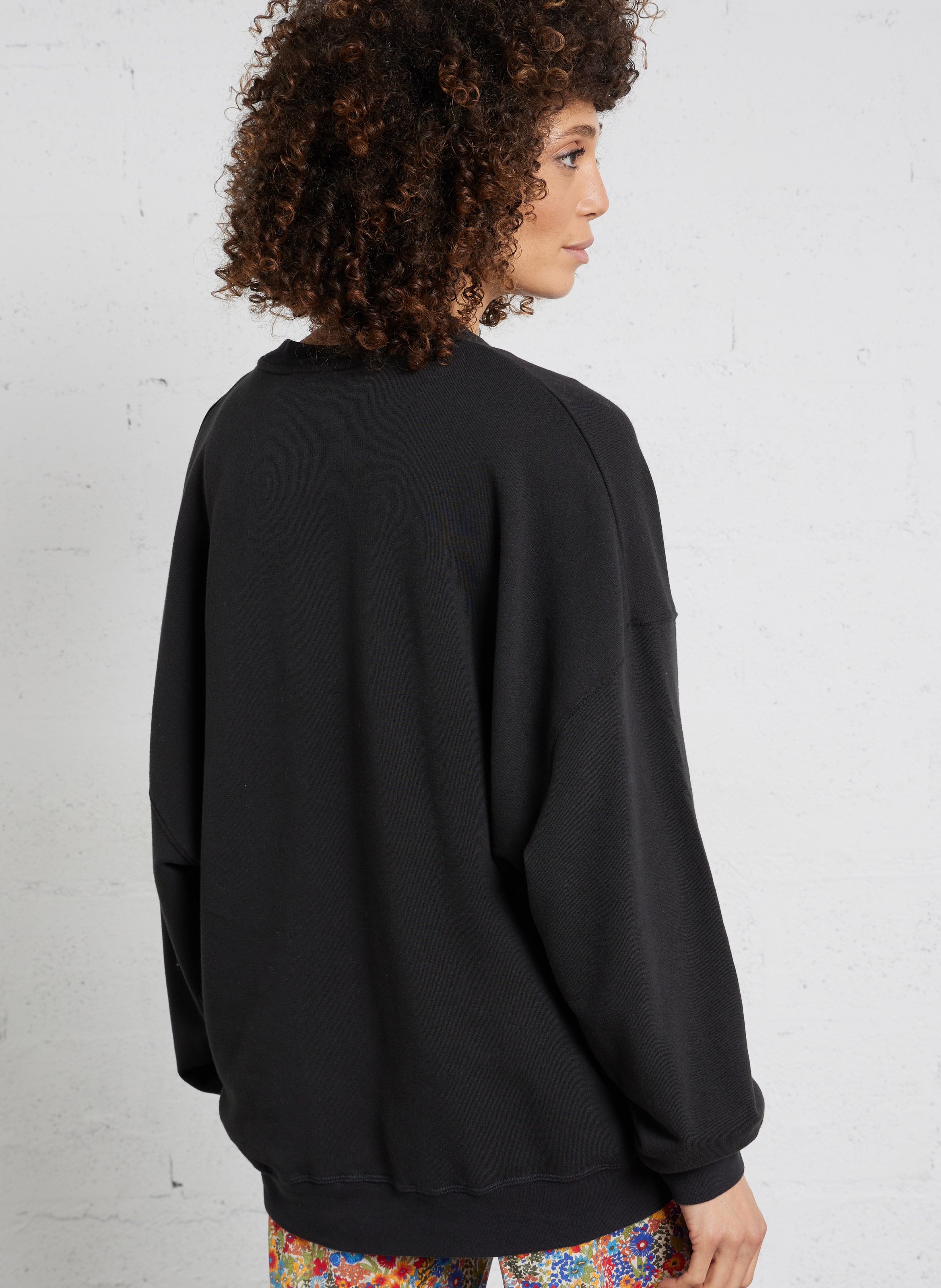 Oversized cotton-blend sweatshirt with round neck AMERICAN VINTAGE Black