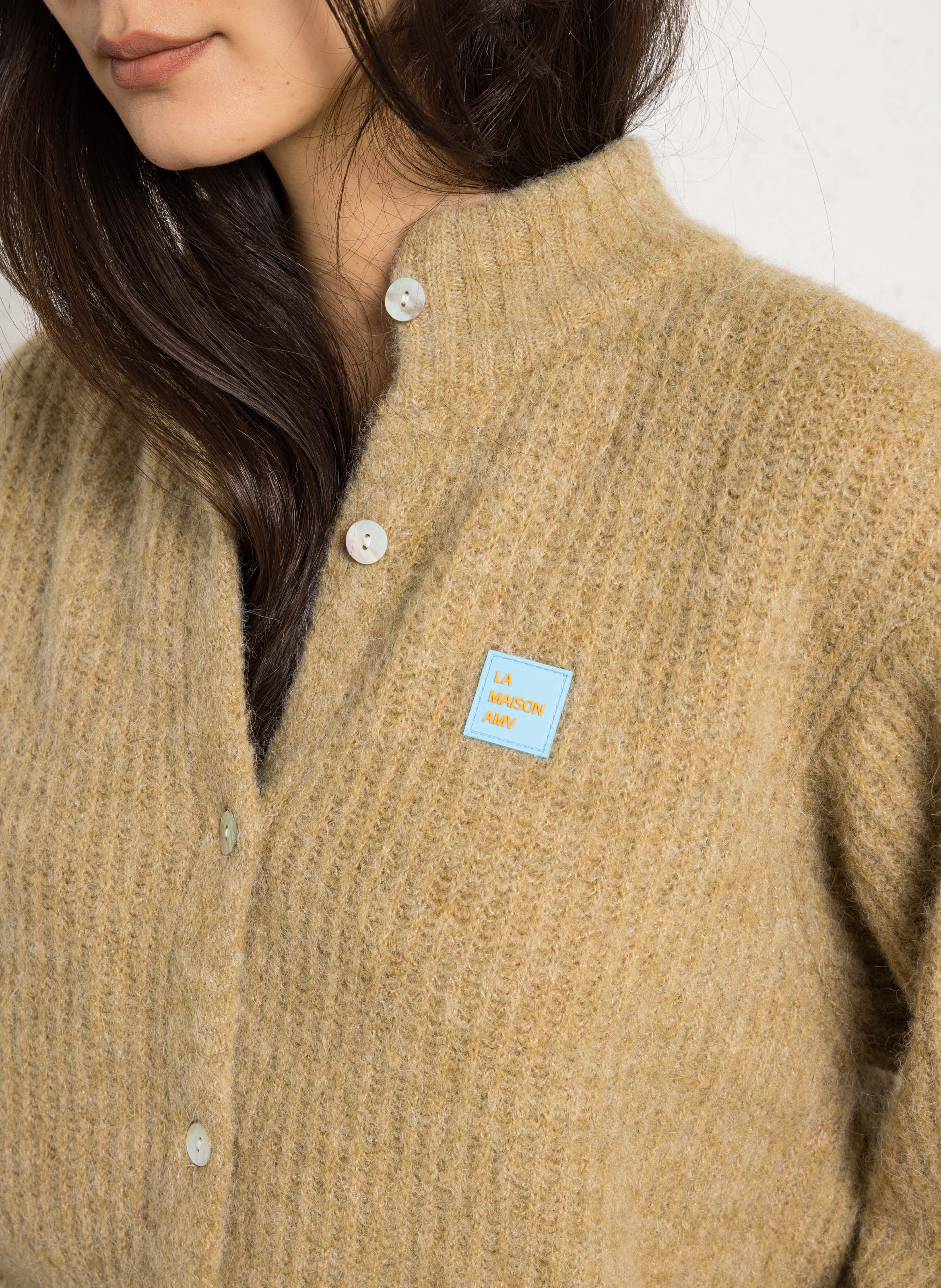 Oversize-Strickweste mit Stehkragen AMERICAN VINTAGE Beige