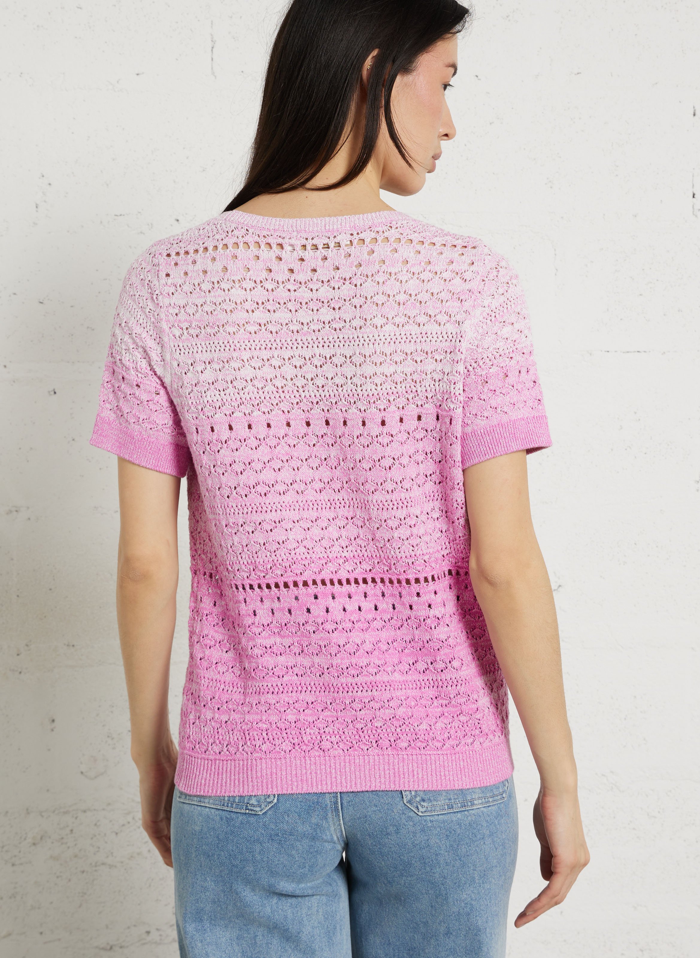 Pull droit col rond en coton LA PETITE ETOILE Rose