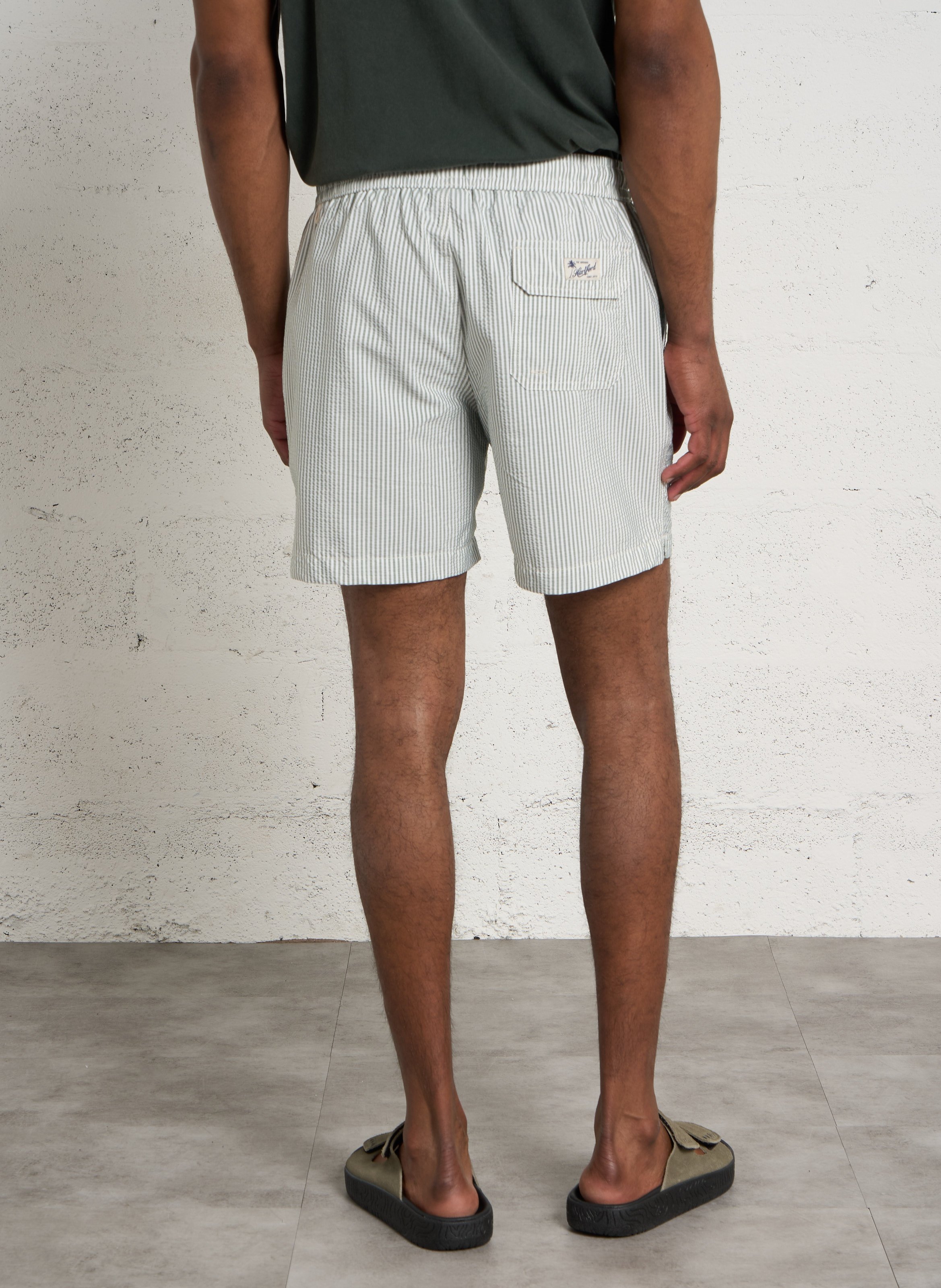 Striped straight swim shorts HARTFORD Green