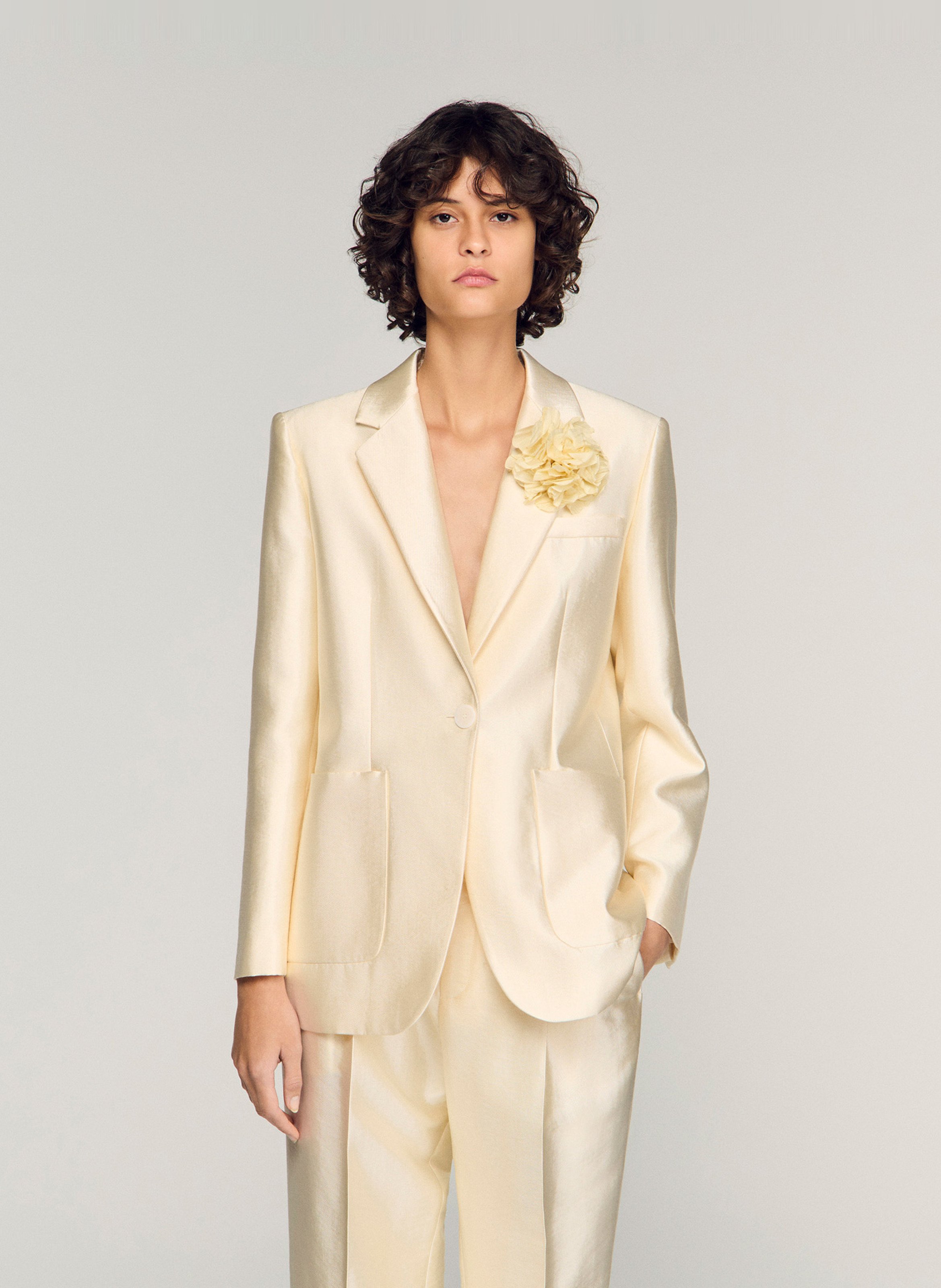 Veste de tailleur ajustée  SANDRO Beige