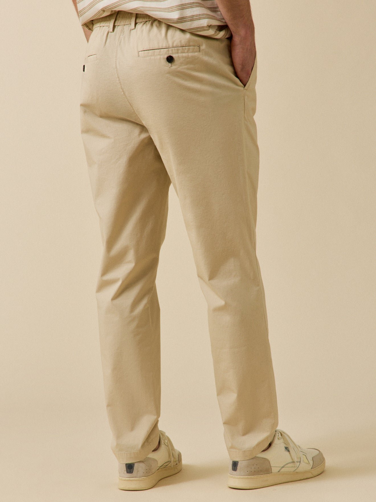 Elasticated waistband crisp poplin pants CYRILLUS Beige