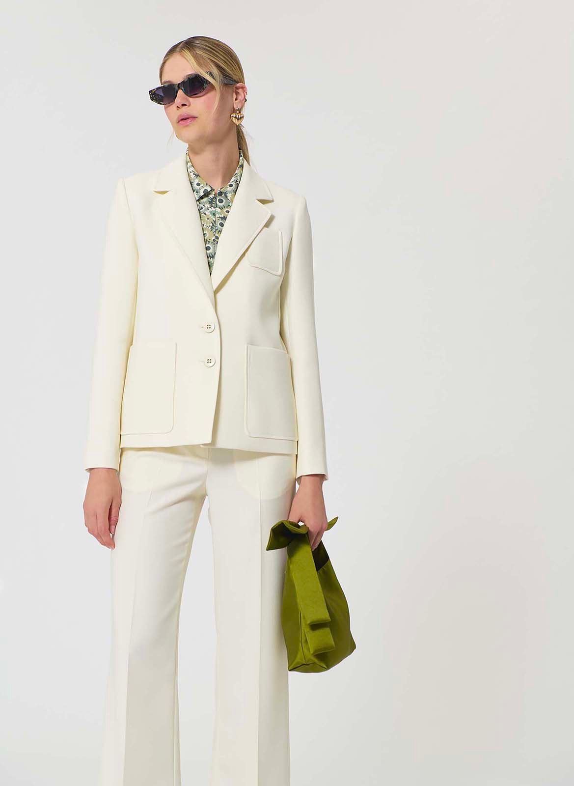 Veste tailleur droite à poches unie TARA JARMON Beige