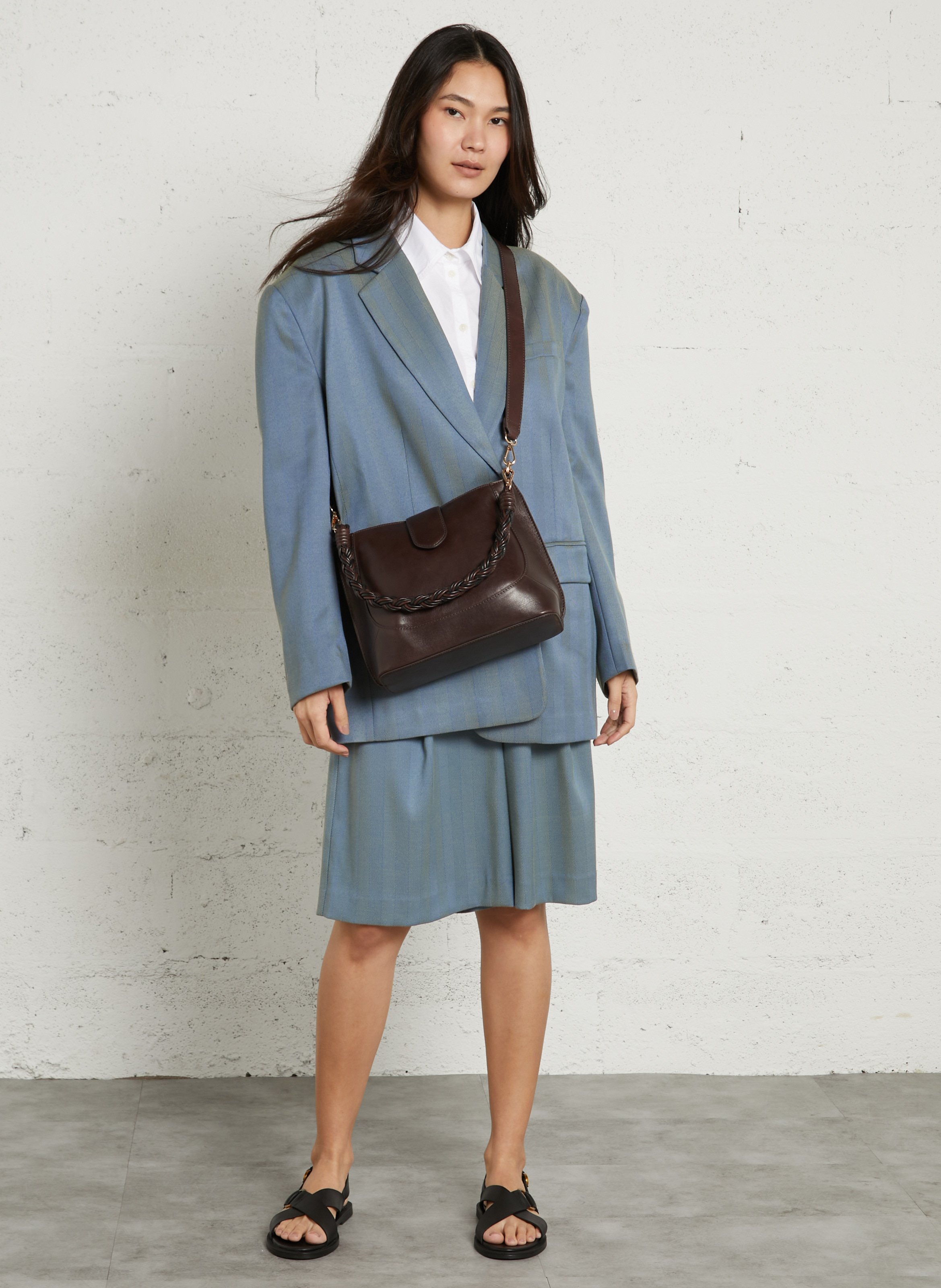 Bowlingtas van nerfleer met rits MAISON 123 Bruin