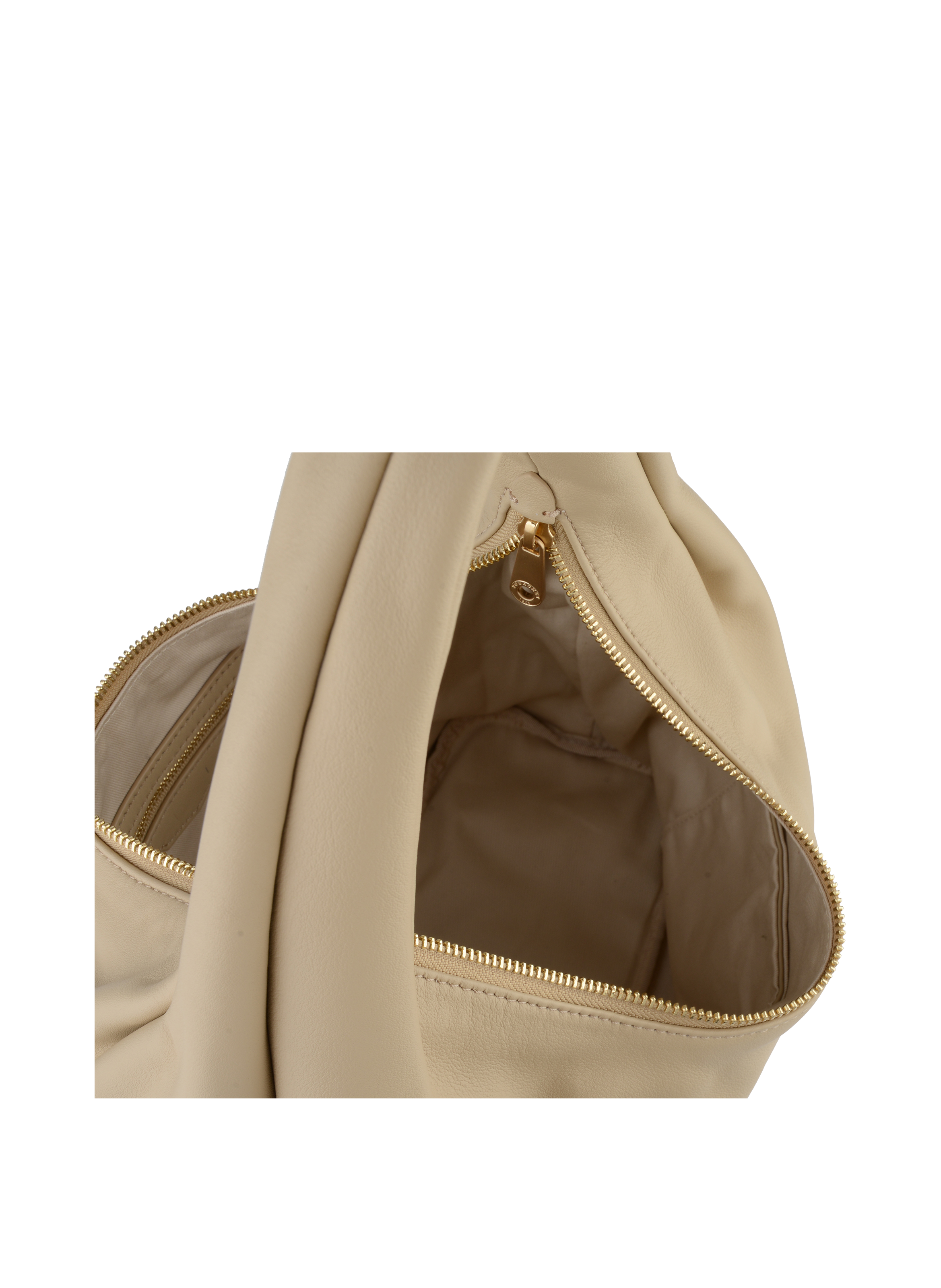 Calfskin leather shoulder bag Beige