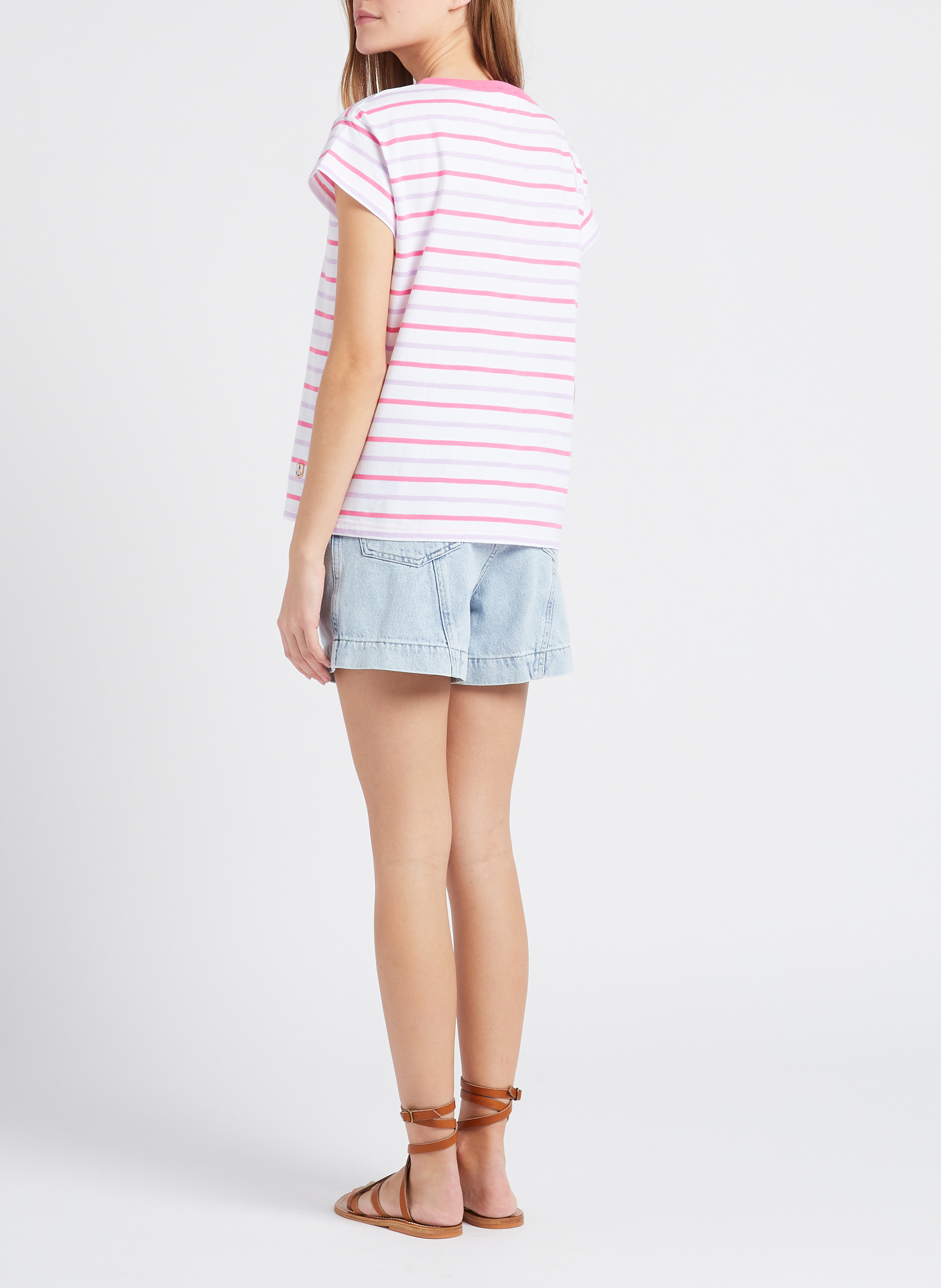 High-waisted straight cotton shorts INDEE Blue