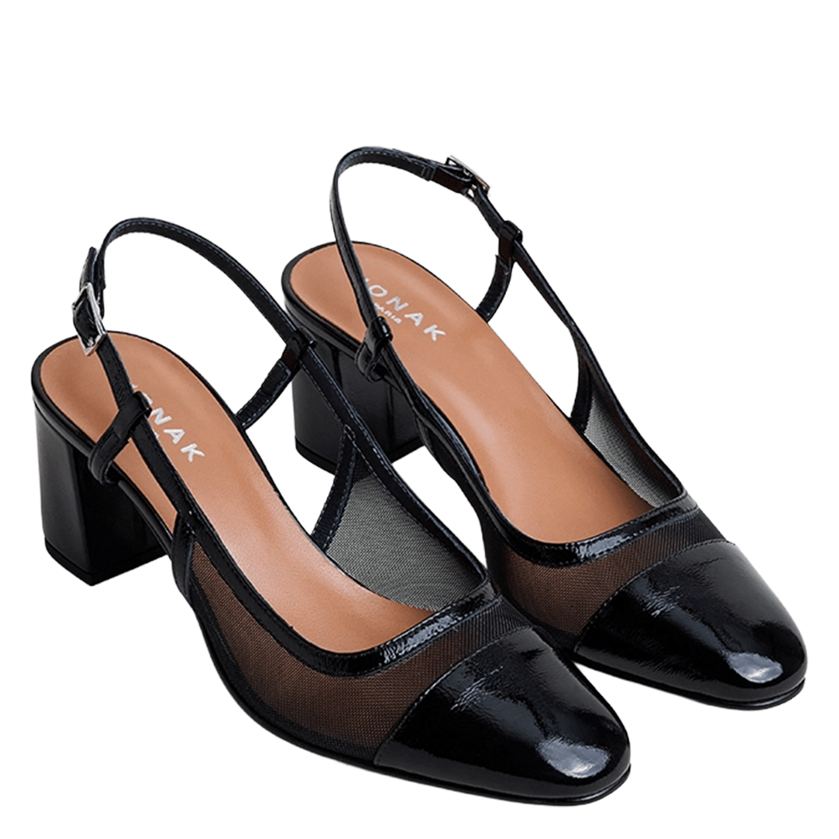 Leather blend slingback heels JONAK Black