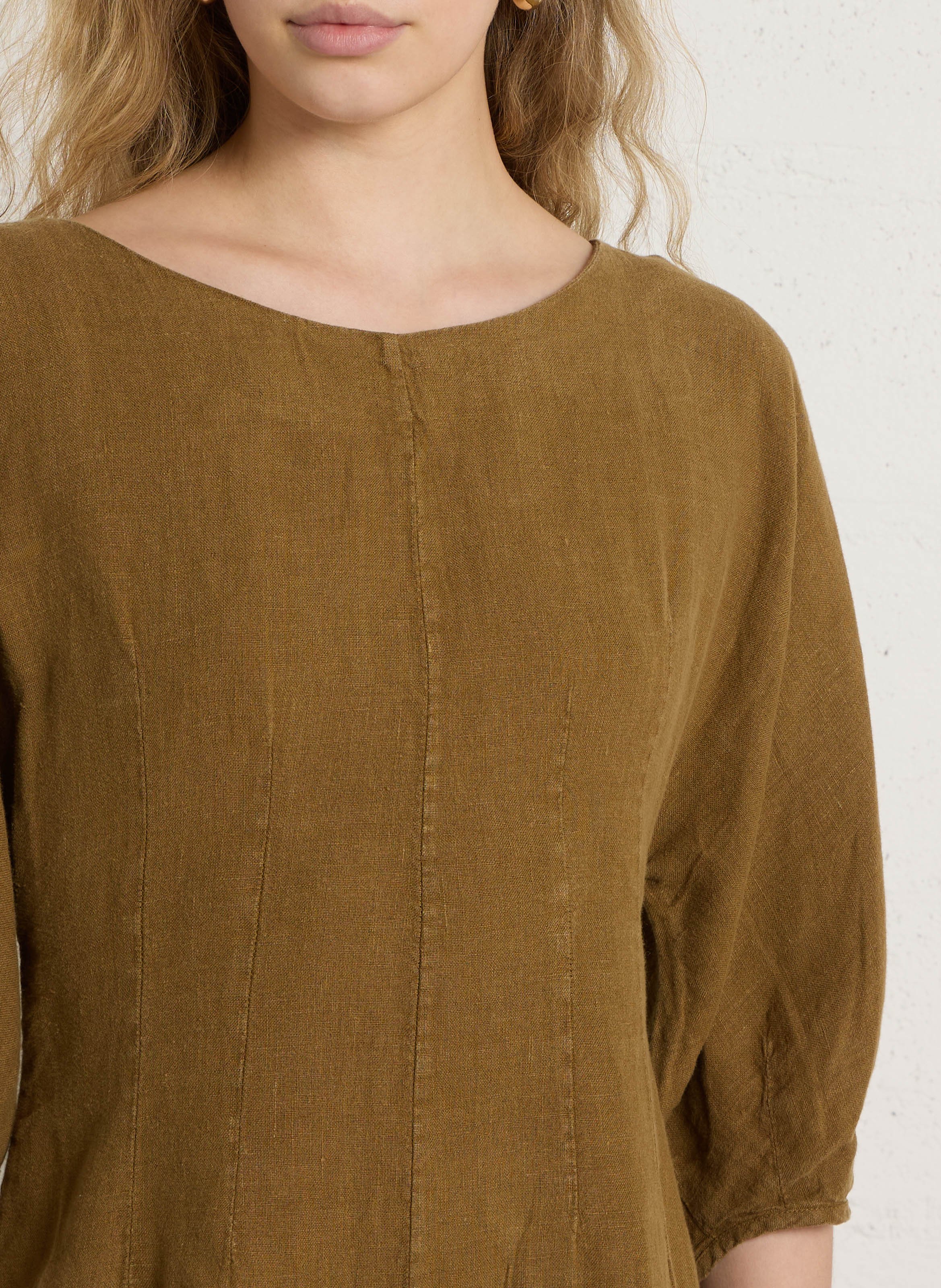 Korte jurk van katoen met ronde hals THE NEW SOCIETY Groen